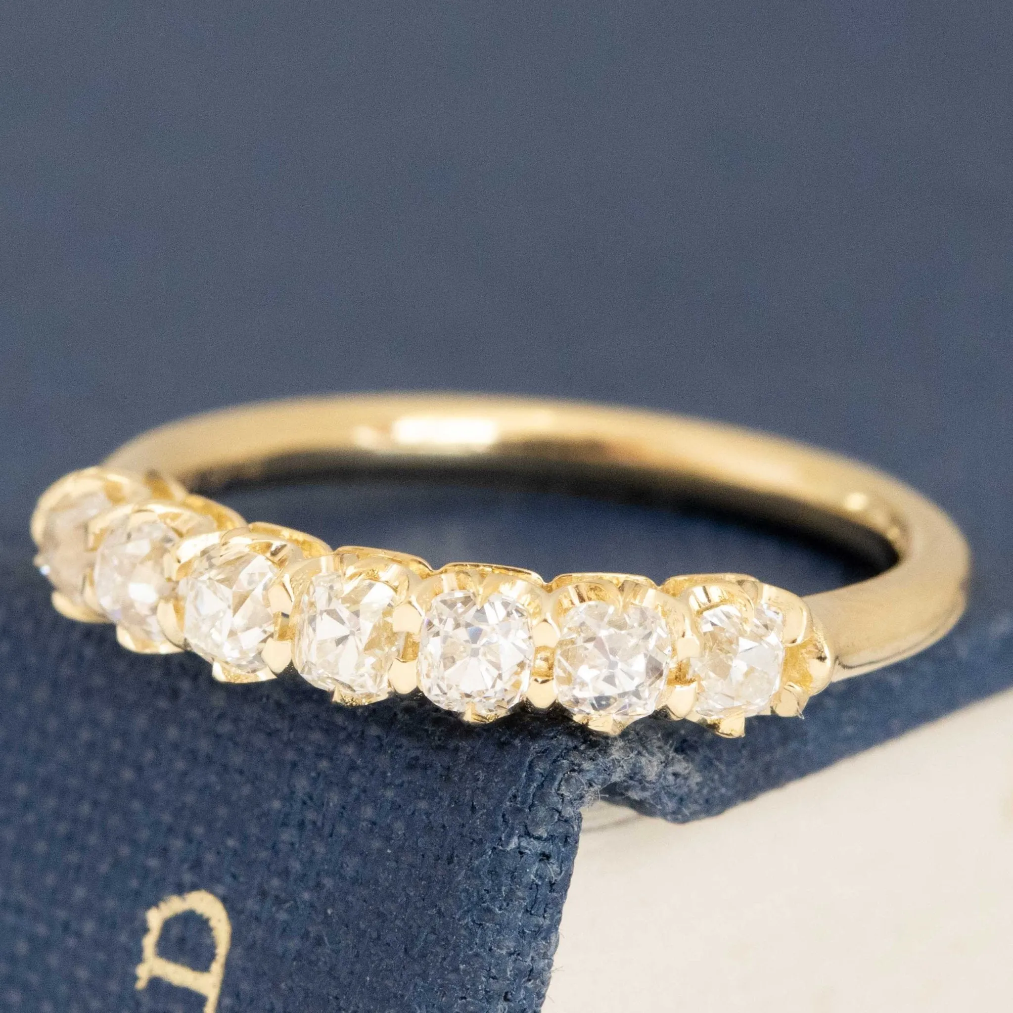 .66ctw Petite Old Mine Cut Diamond Half-Hoop Band