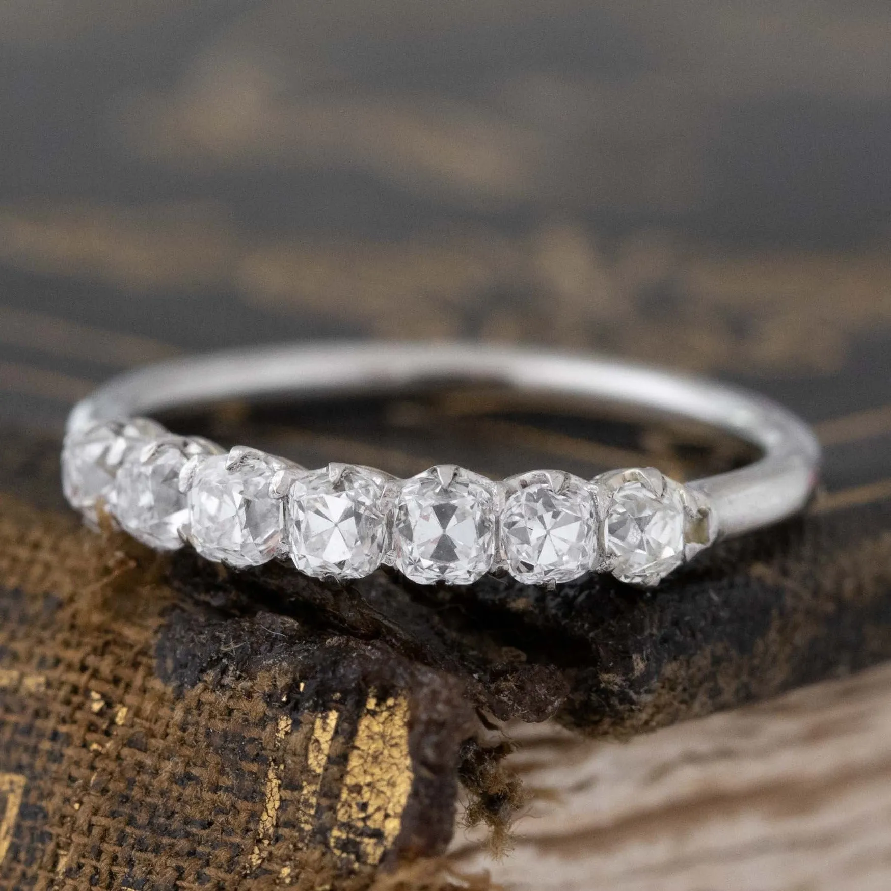 .68ctw Petite Old Mine Cut Diamond 7-Stone Band