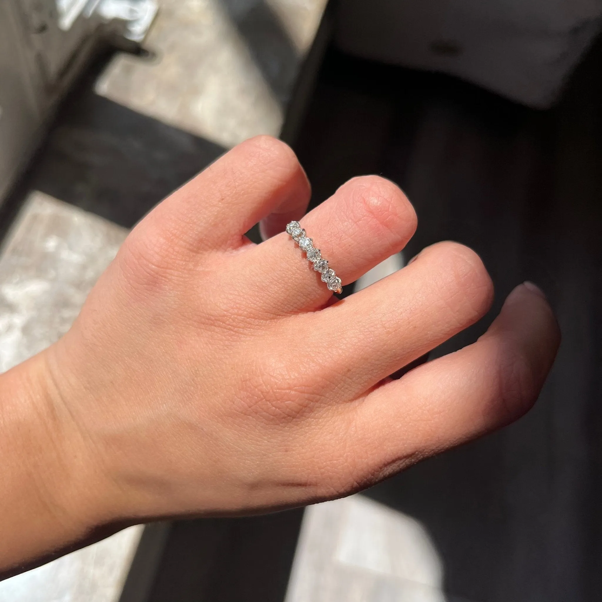 .75ctw Old Mine Cut Diamond 7-Stone Half-Hoop Band