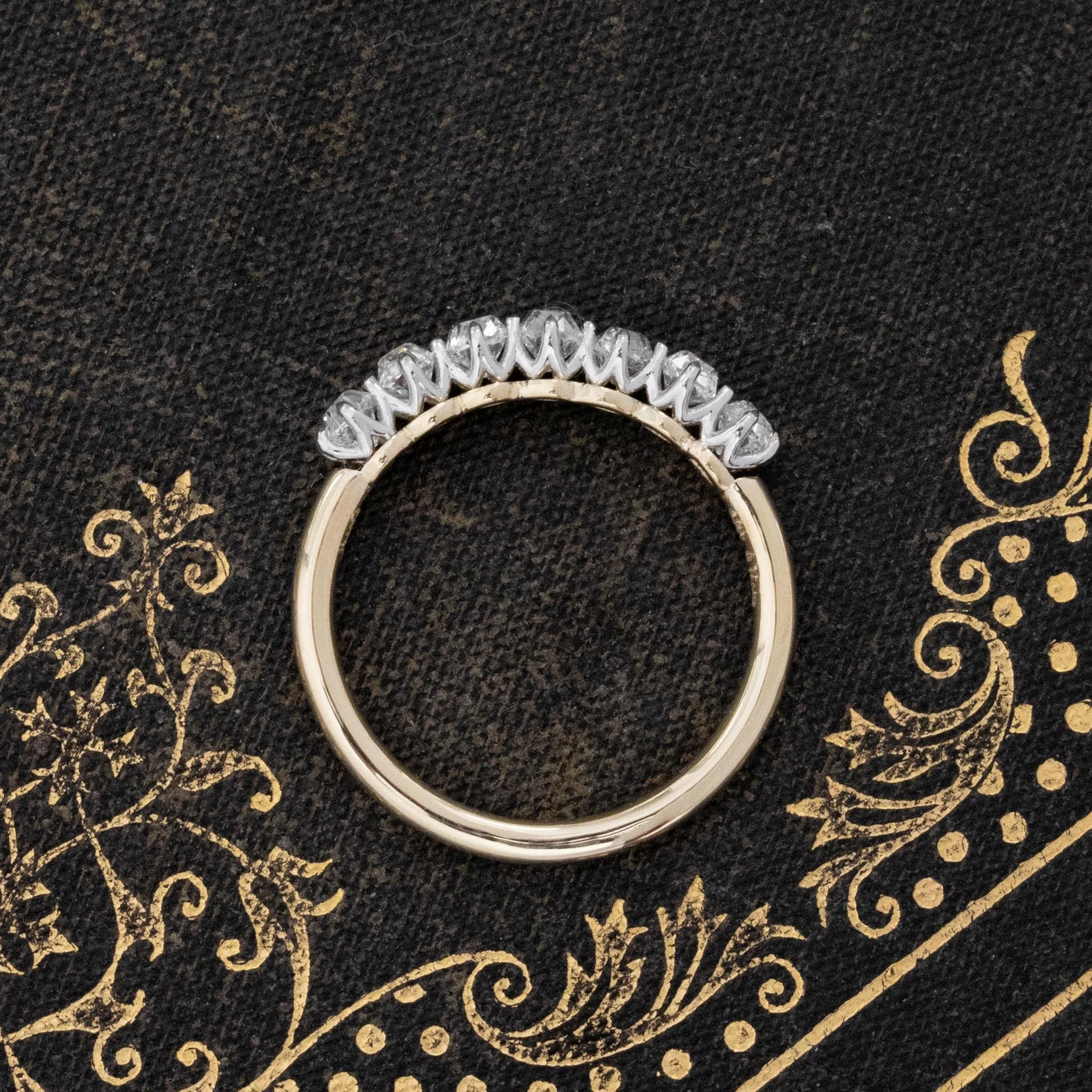 .75ctw Old Mine Cut Diamond 7-Stone Half-Hoop Band
