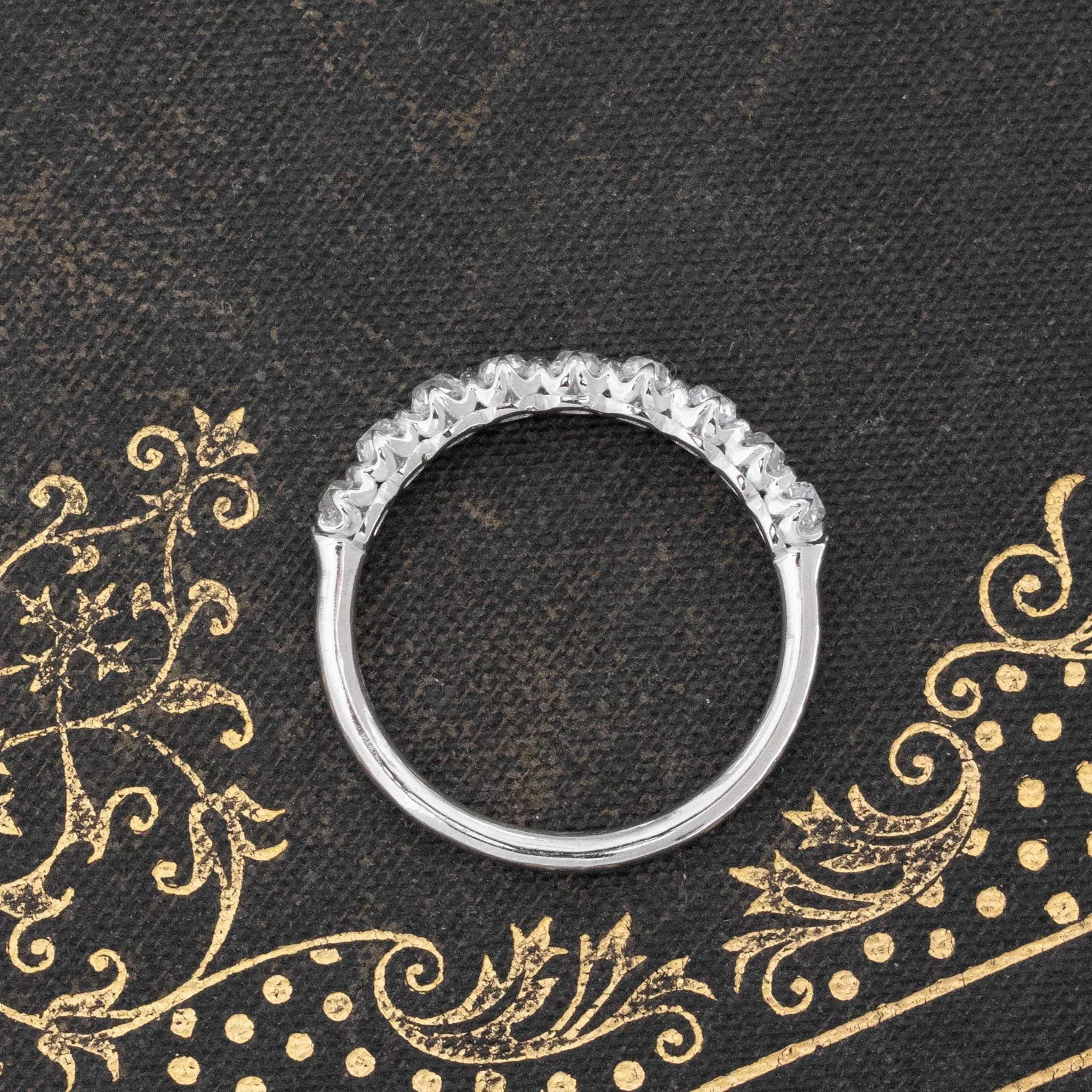 .77ctw Petite Old Mine Cut Diamond Half-Hoop Band