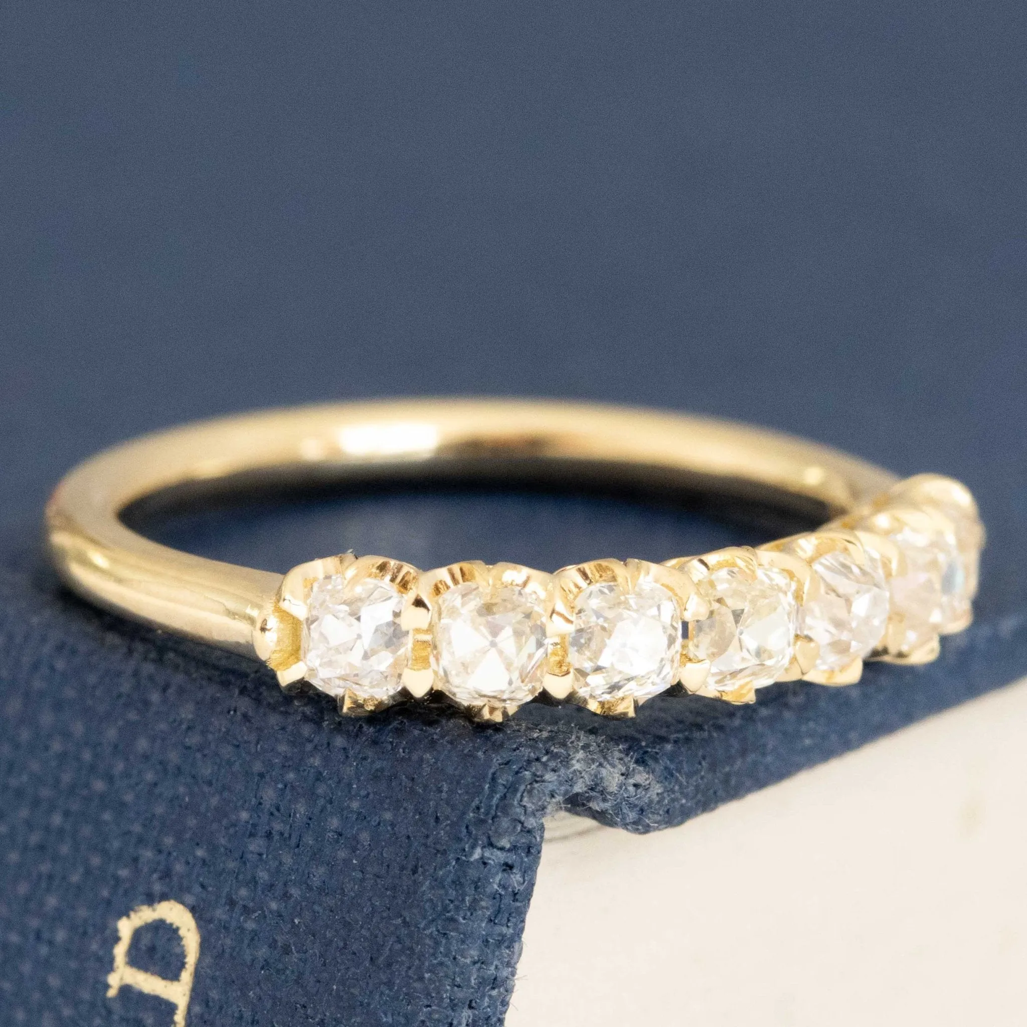 .77ctw Petite Old Mine Cut Diamond Half-Hoop Band