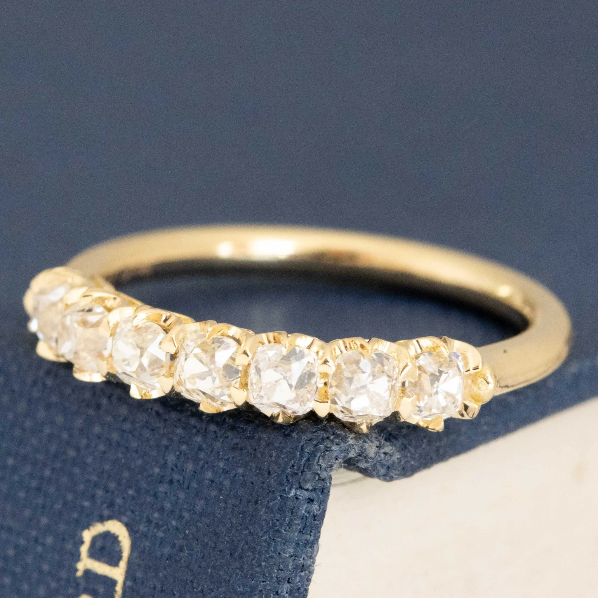 .77ctw Petite Old Mine Cut Diamond Half-Hoop Band