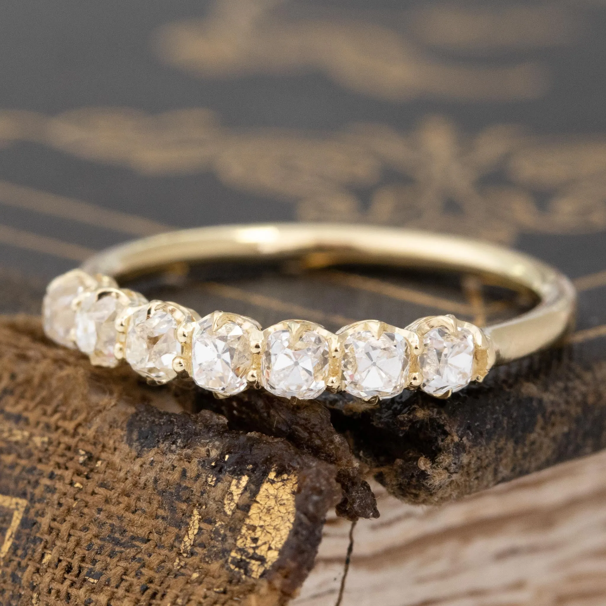 .79ctw Petite Old Mine Cut Diamond 7-Stone Band