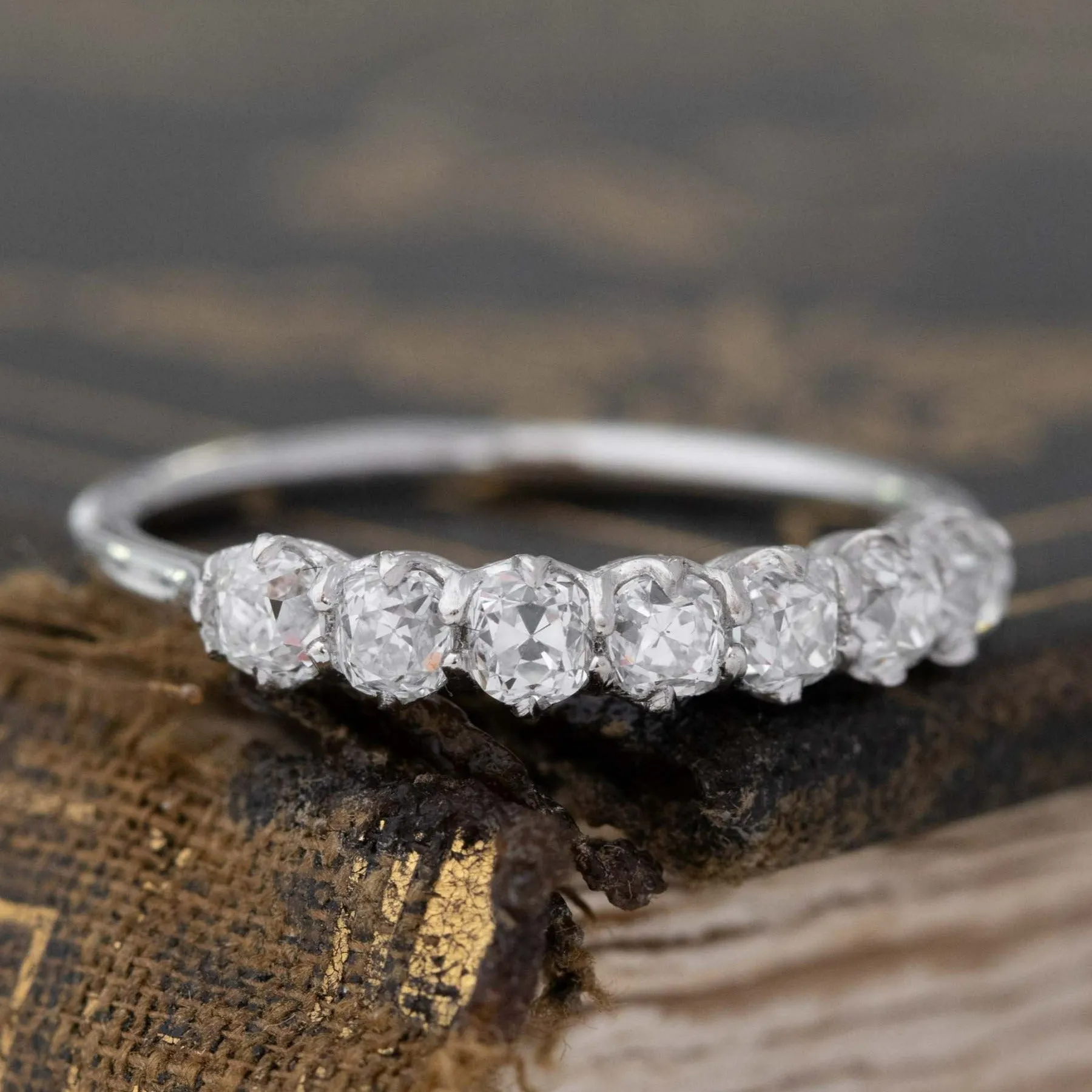 .83ctw Petite Old Mine Cut Diamond 7-Stone Band