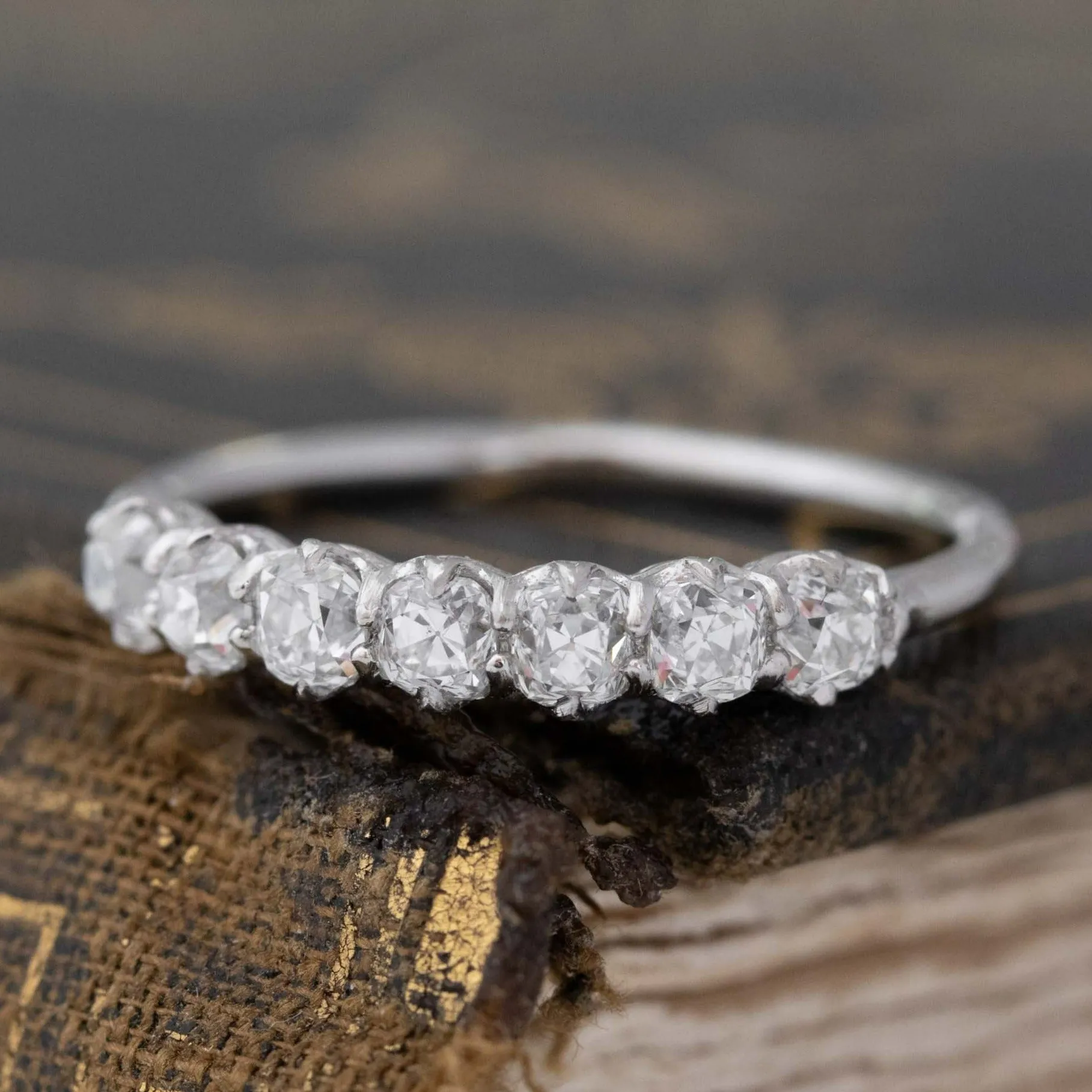 .83ctw Petite Old Mine Cut Diamond 7-Stone Band