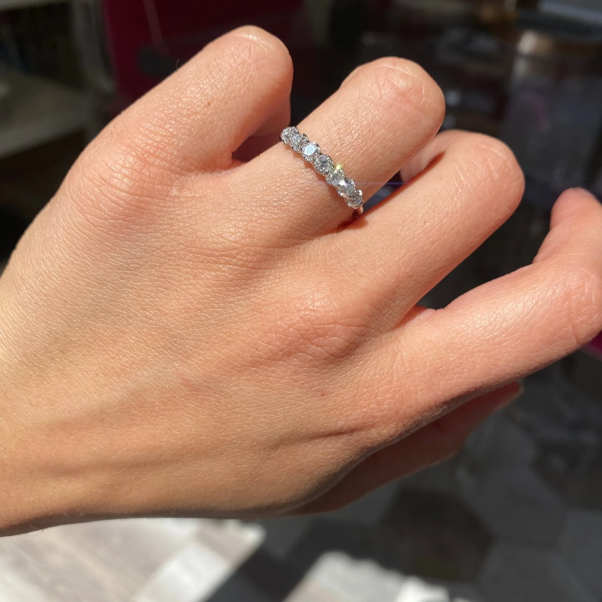 .83ctw Petite Old Mine Cut Diamond 7-Stone Band