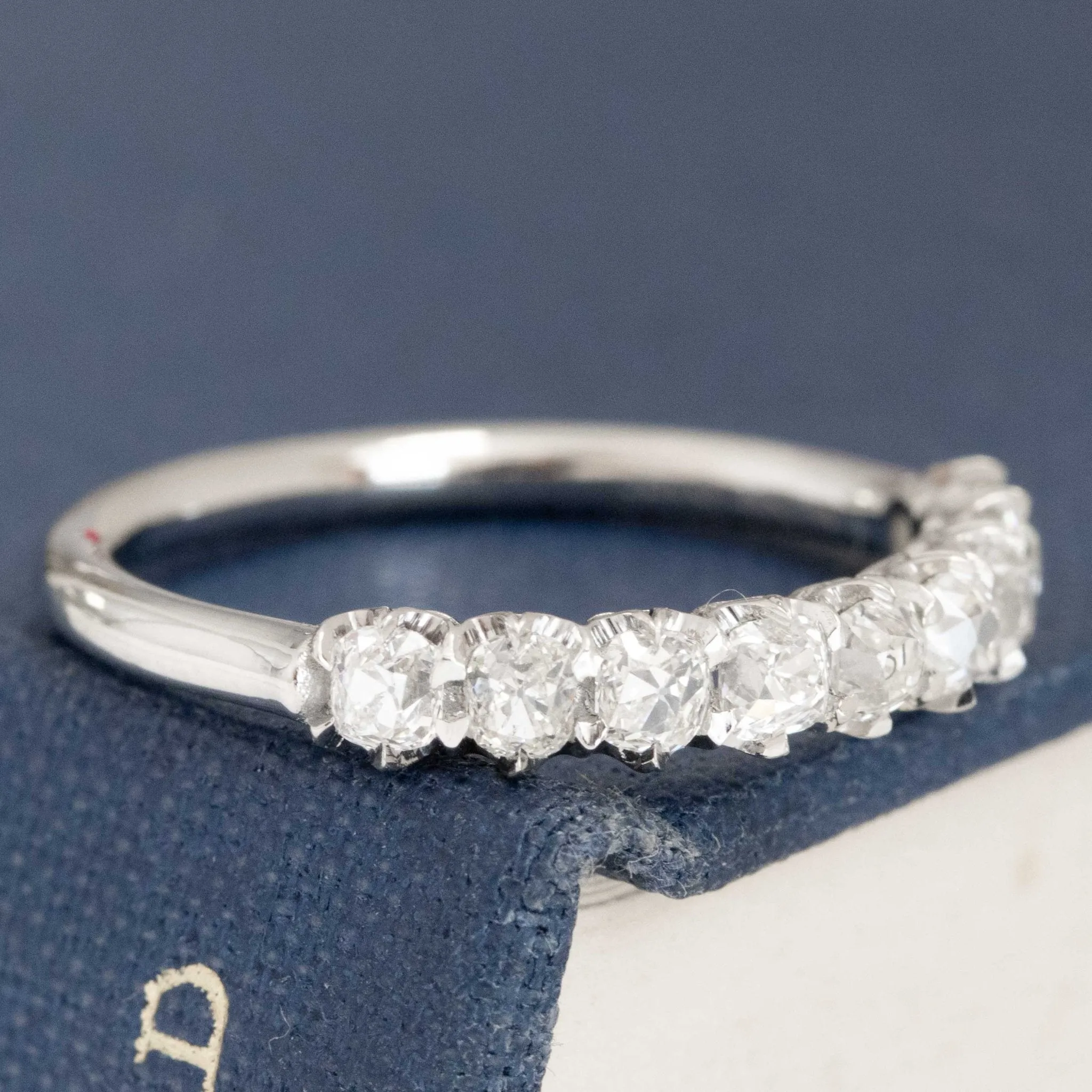 .83ctw Petite Old Mine Cut Diamond Half-Hoop Band