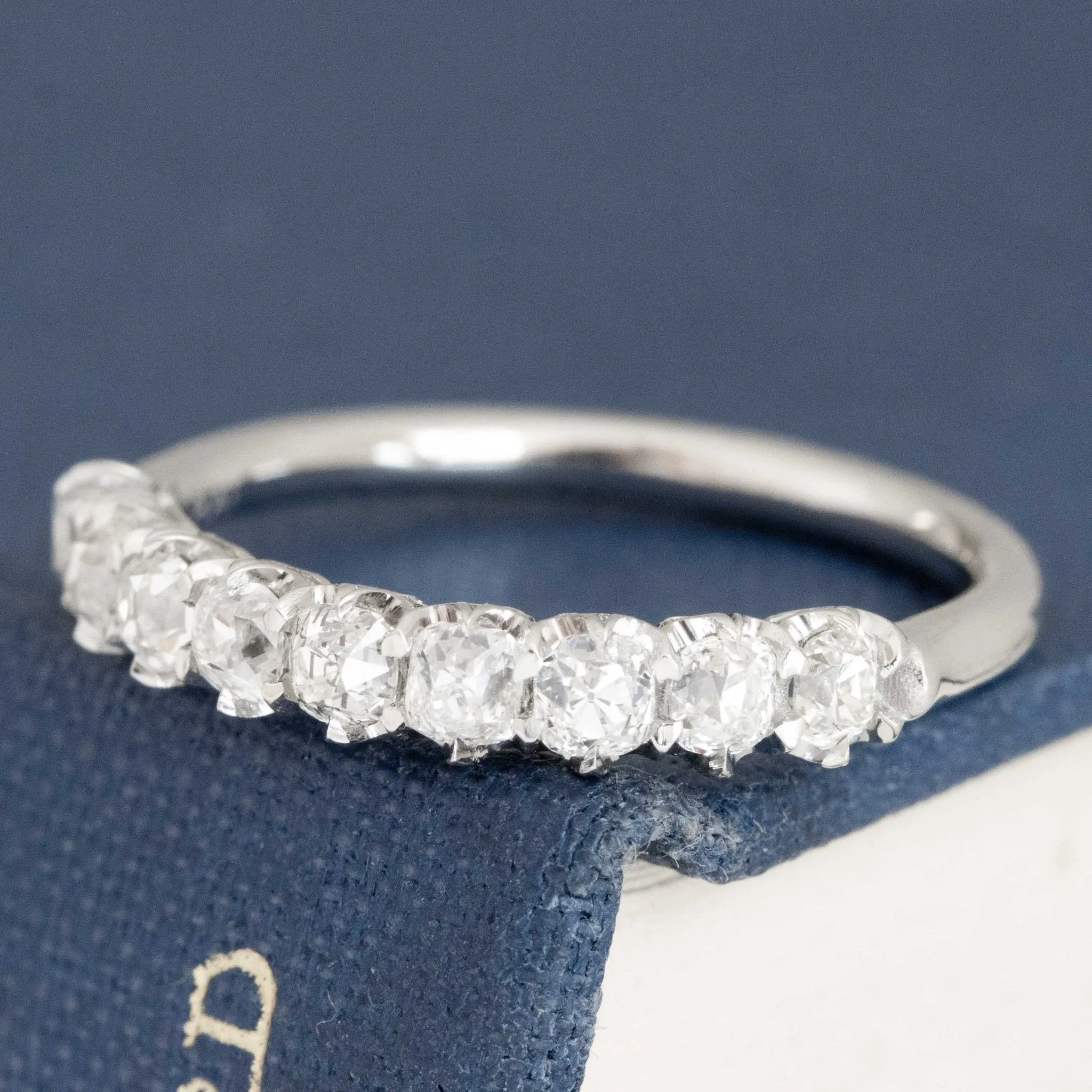 .83ctw Petite Old Mine Cut Diamond Half-Hoop Band