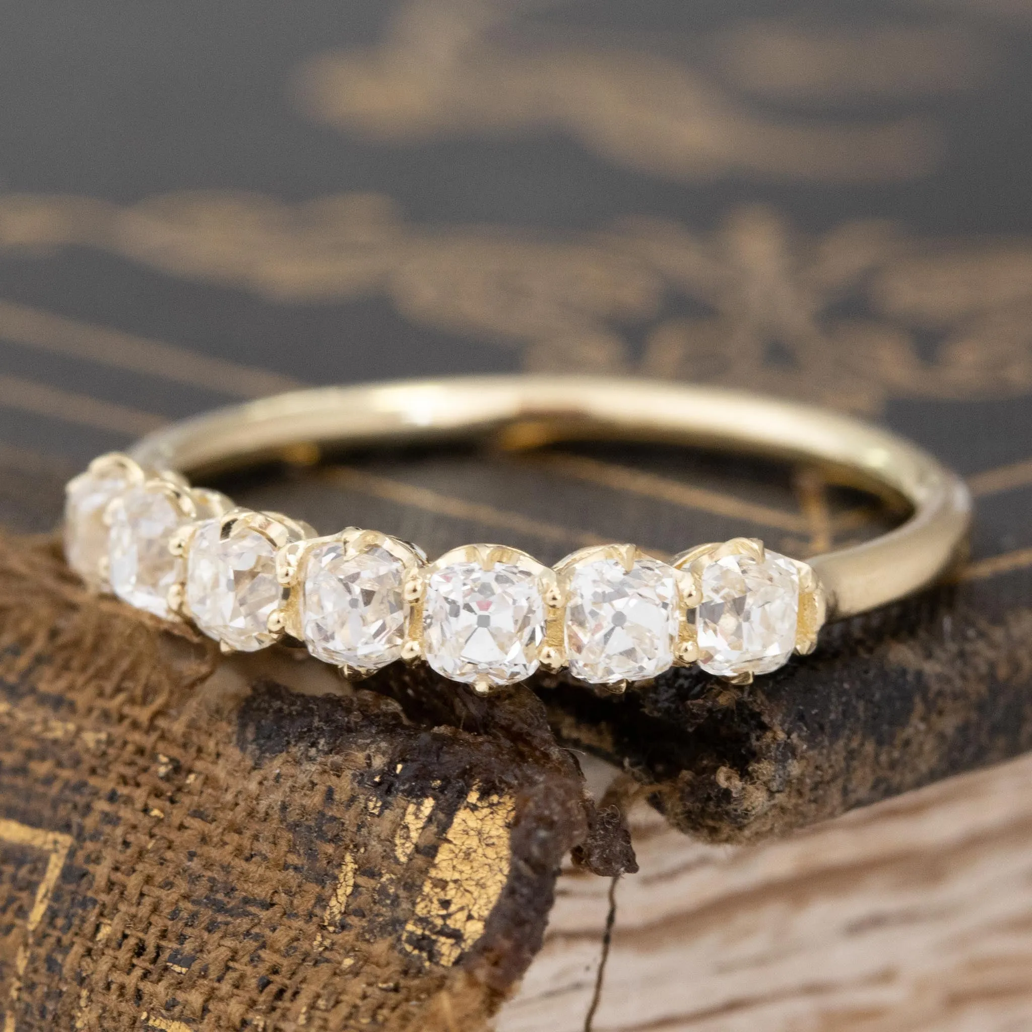 .84ctw Petite Old Mine Cut Diamond 7-Stone Band