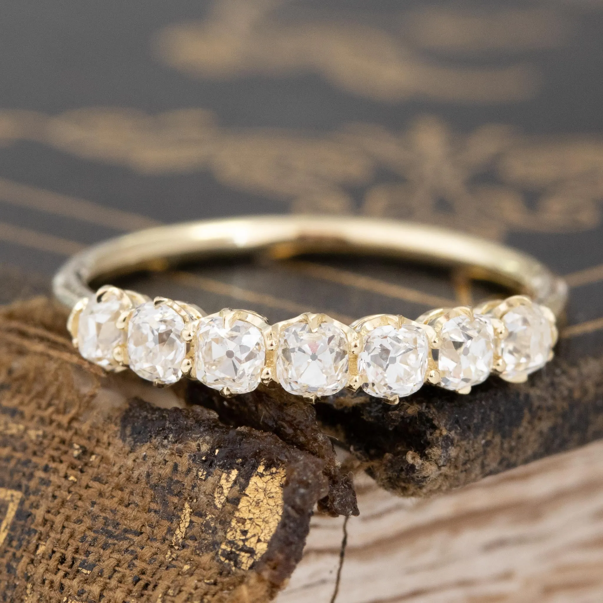 .84ctw Petite Old Mine Cut Diamond 7-Stone Band