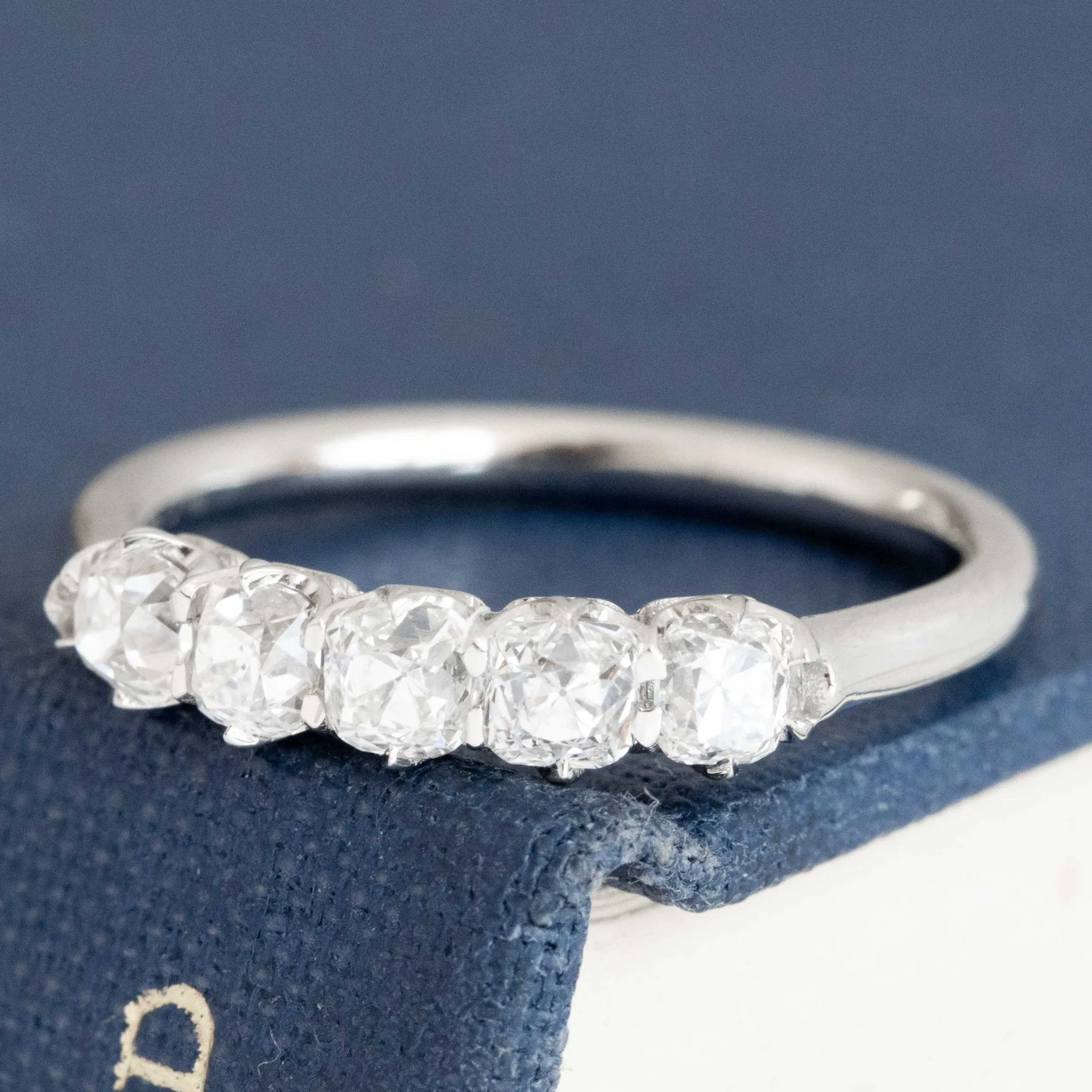 .85ctw Petite Old Mine Cut Diamond 5-Stone Band