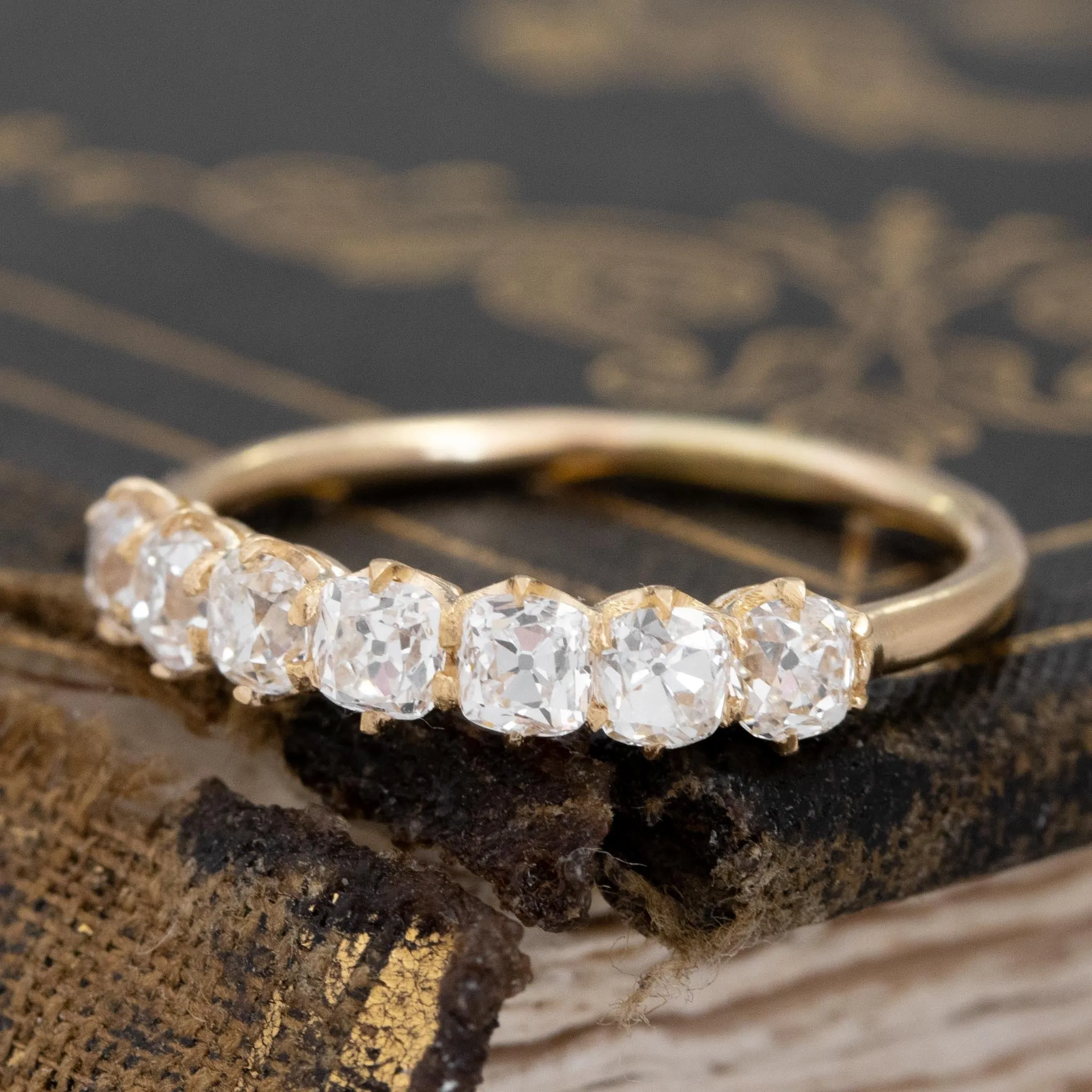 .86ctw Petite Old Mine Cut Diamond 7-Stone Band