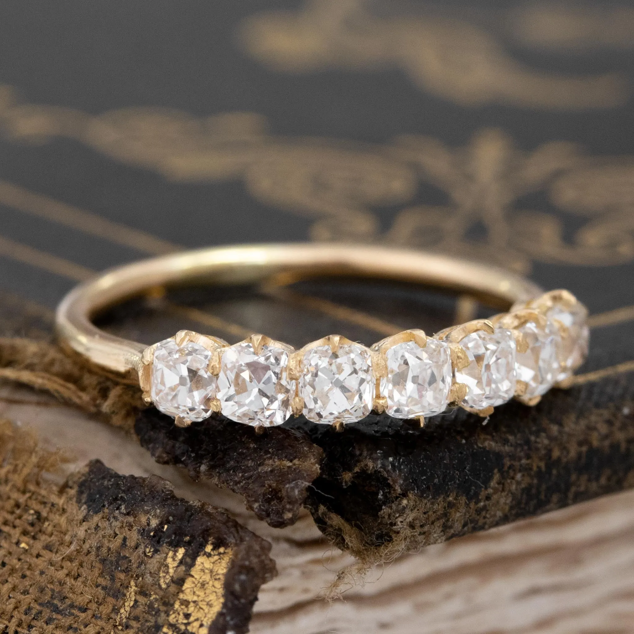 .86ctw Petite Old Mine Cut Diamond 7-Stone Band