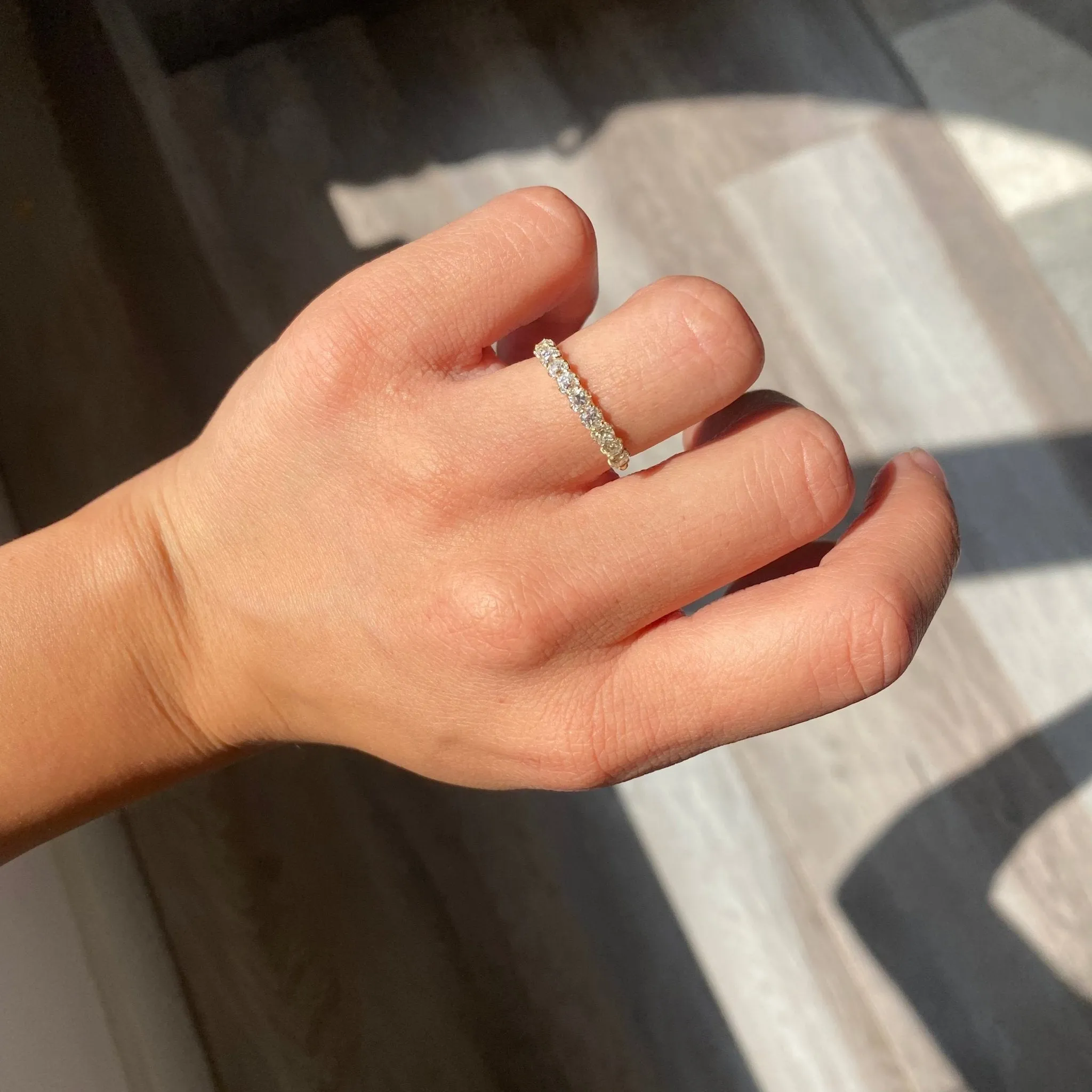 .89ctw Petite Old Mine Cut Diamond Half-Hoop Band