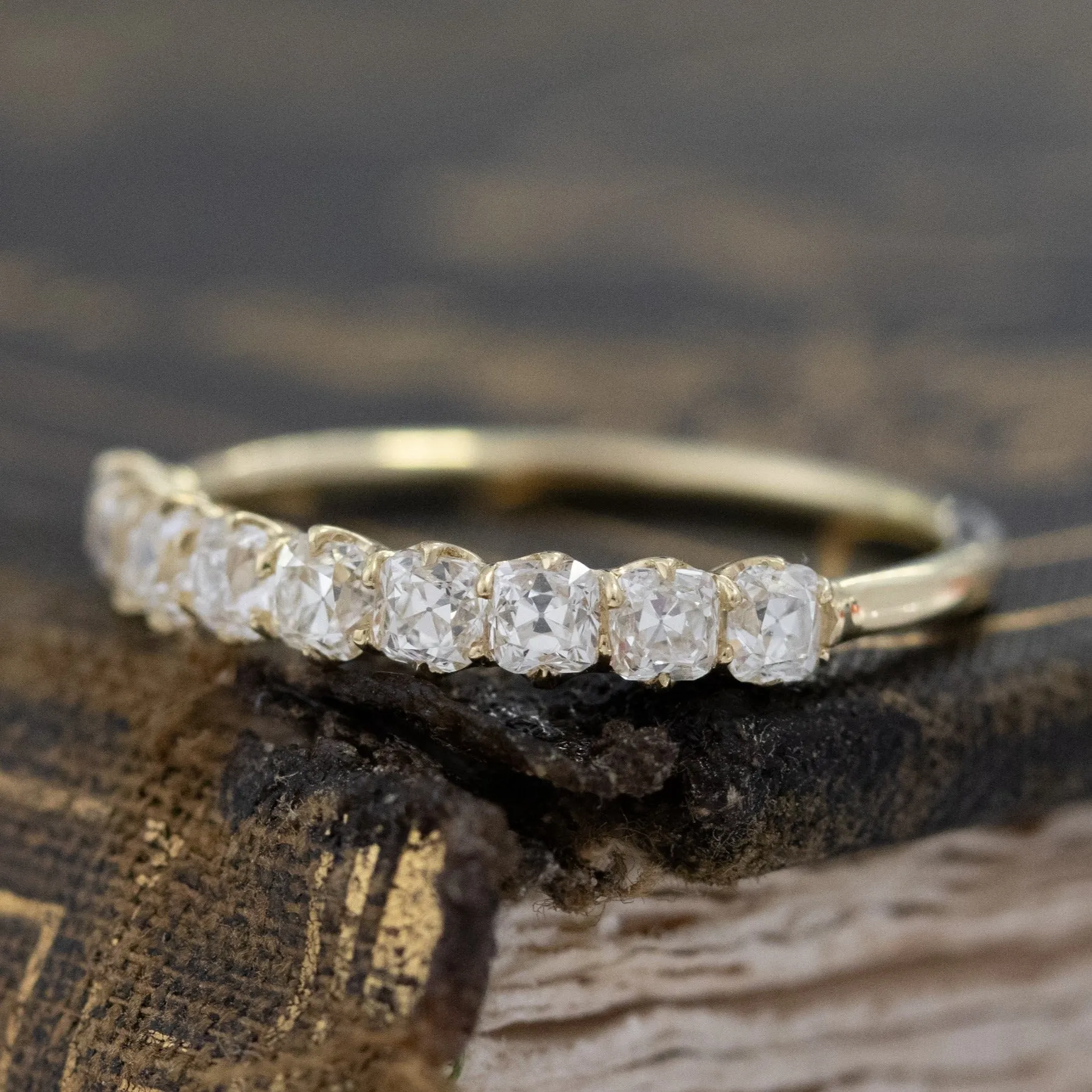 .89ctw Petite Old Mine Cut Diamond Half-Hoop Band