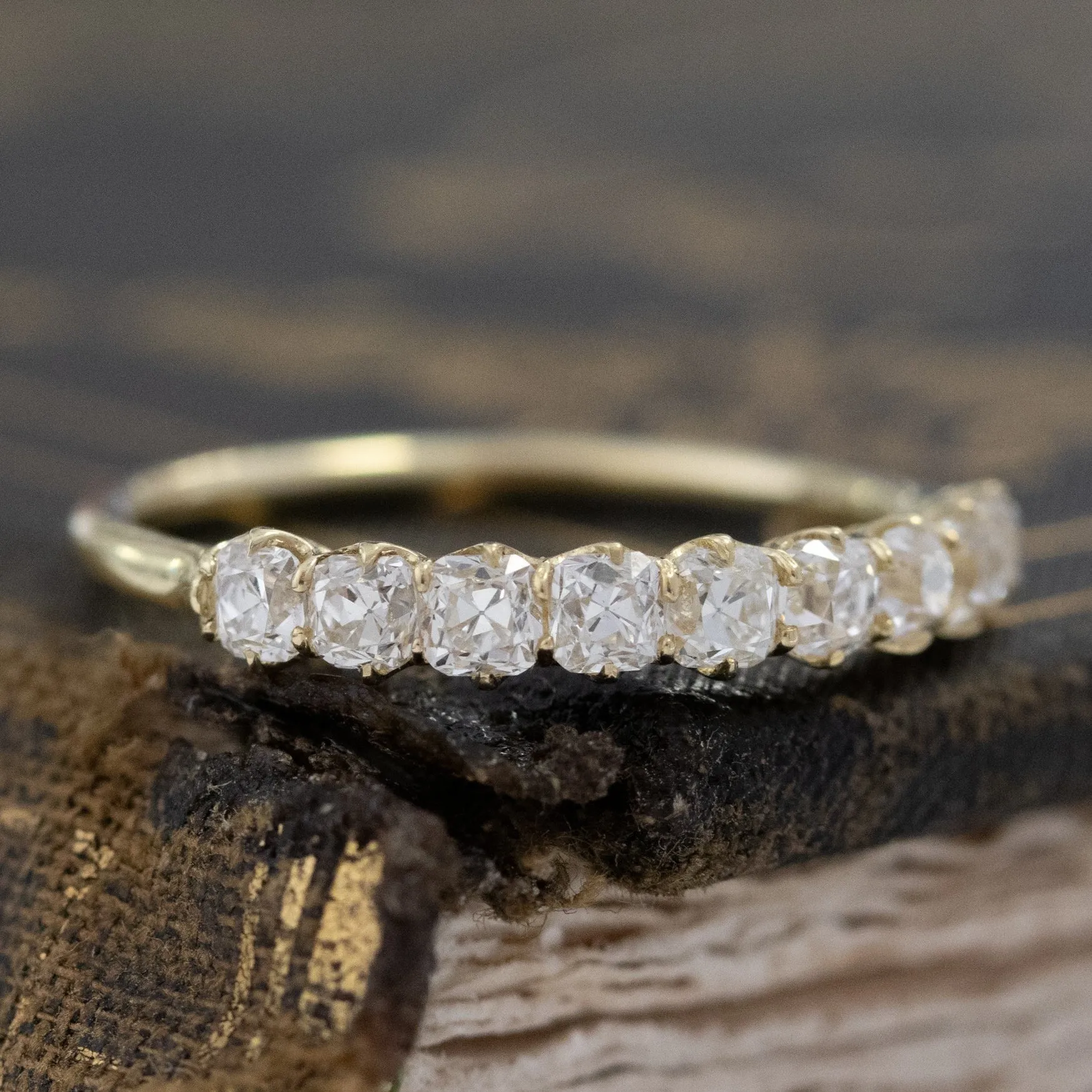 .89ctw Petite Old Mine Cut Diamond Half-Hoop Band