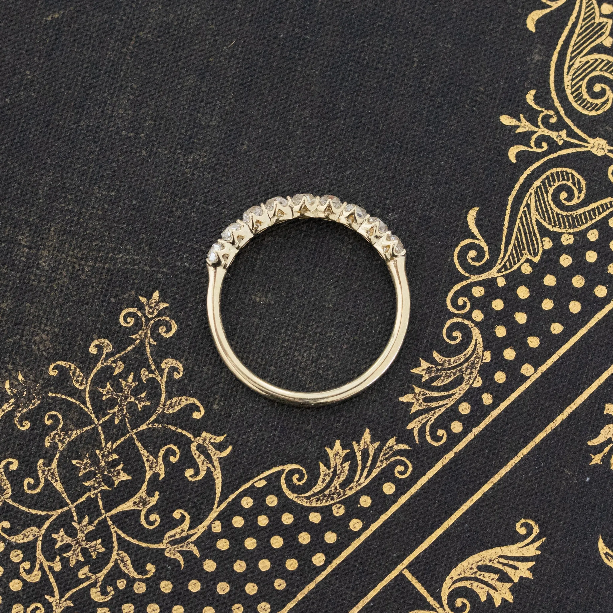 .89ctw Petite Old Mine Cut Diamond Half-Hoop Band