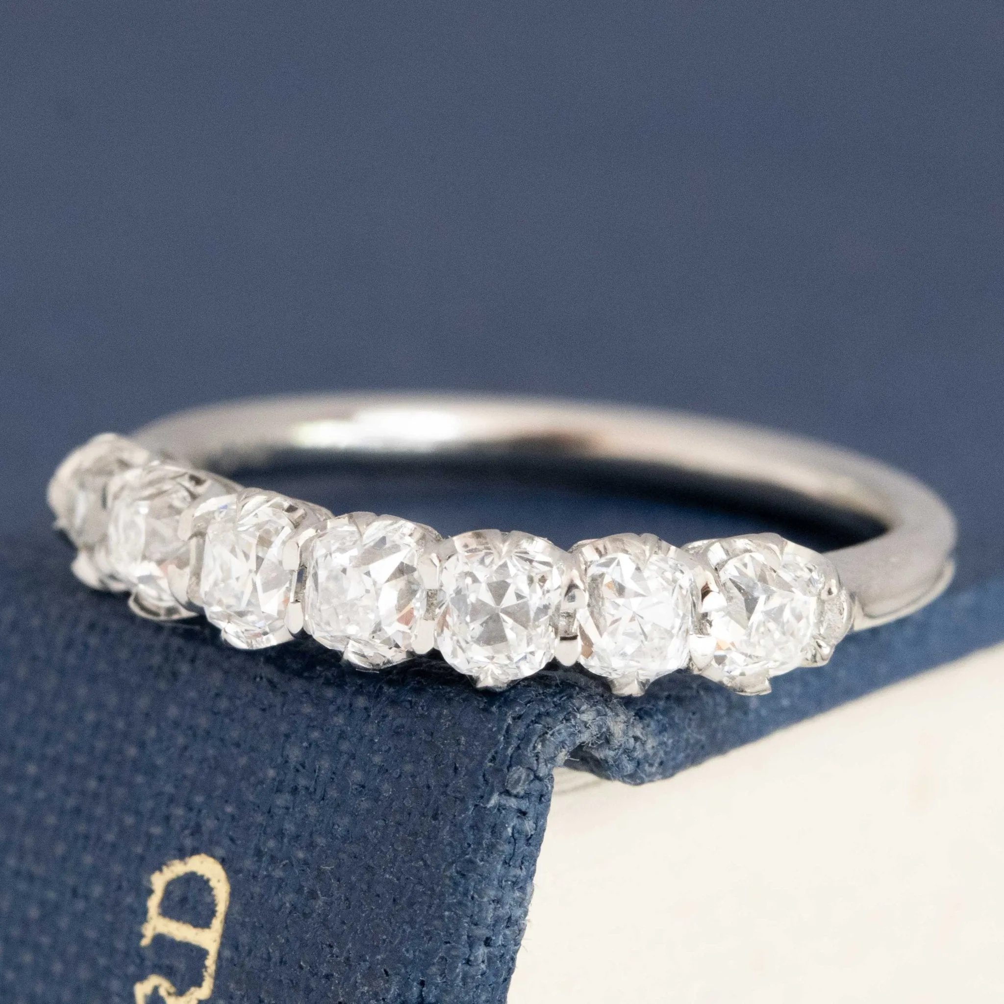 .94ctw Petite Old Mine Cut Diamond Half-Hoop Band