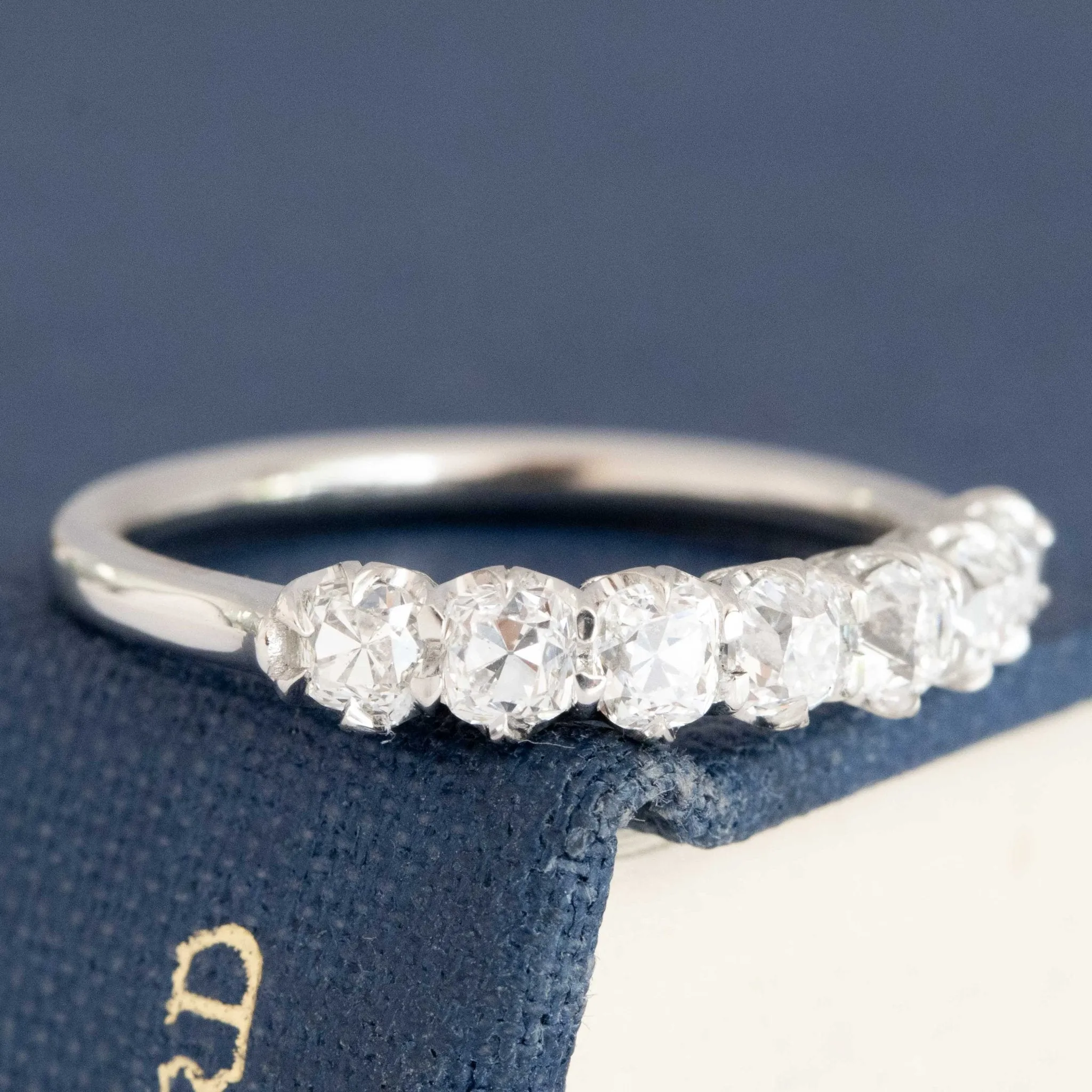 .94ctw Petite Old Mine Cut Diamond Half-Hoop Band