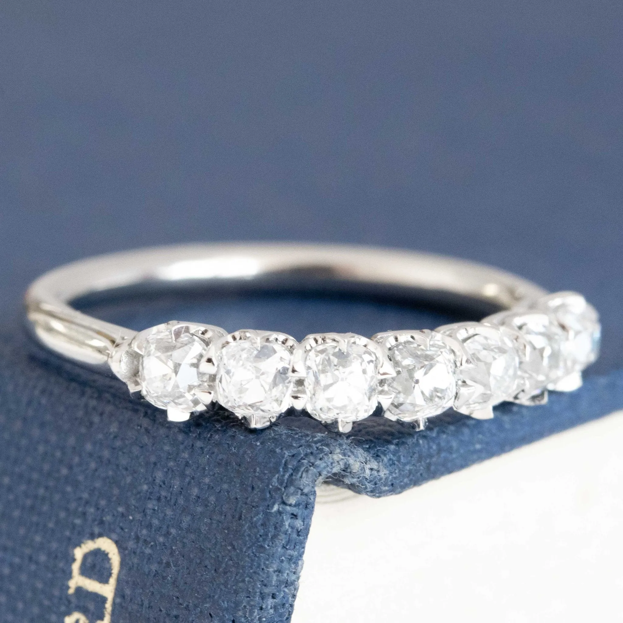 .95ctw Old Mine Cut Diamond 7-Stone Half-Hoop Band