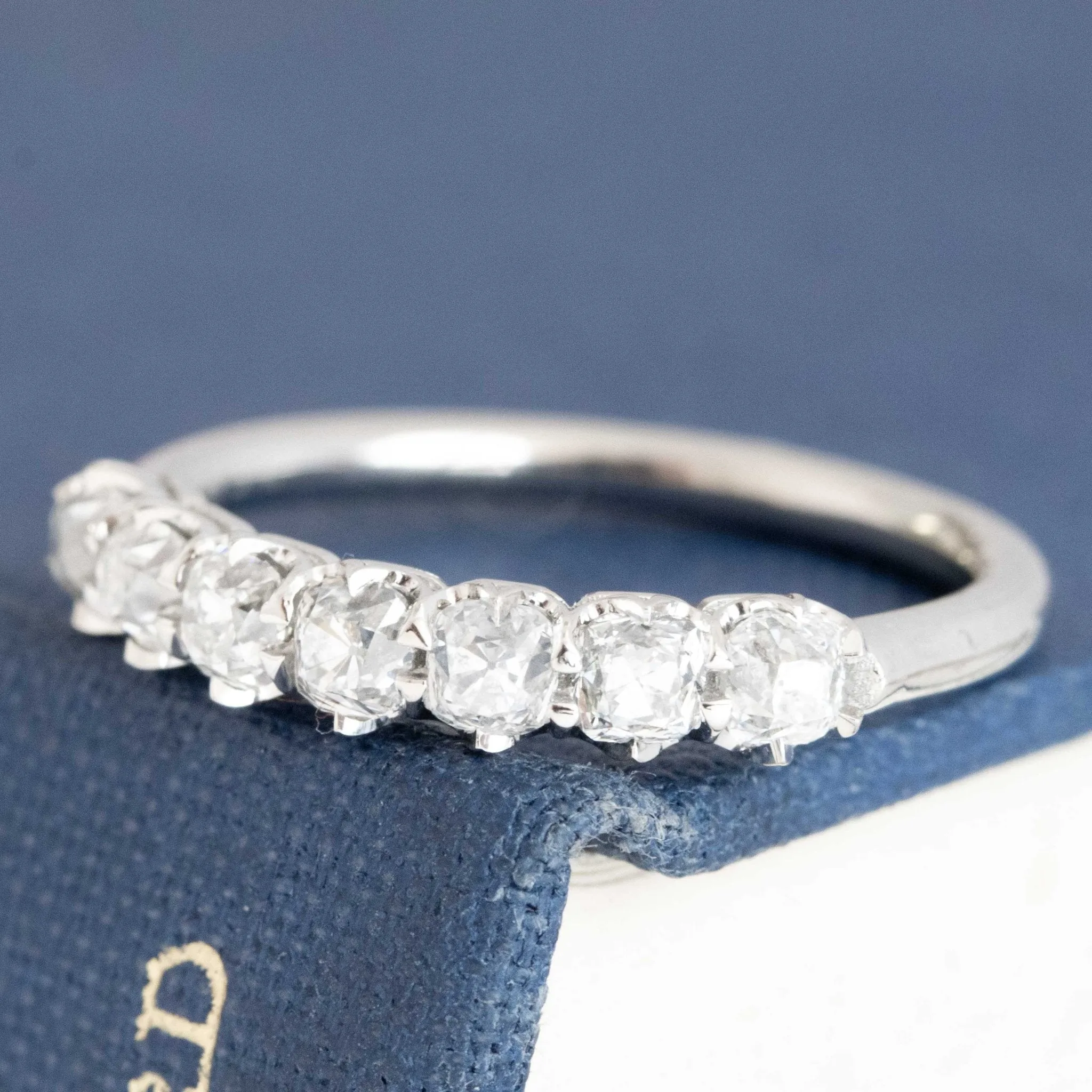 .95ctw Old Mine Cut Diamond 7-Stone Half-Hoop Band