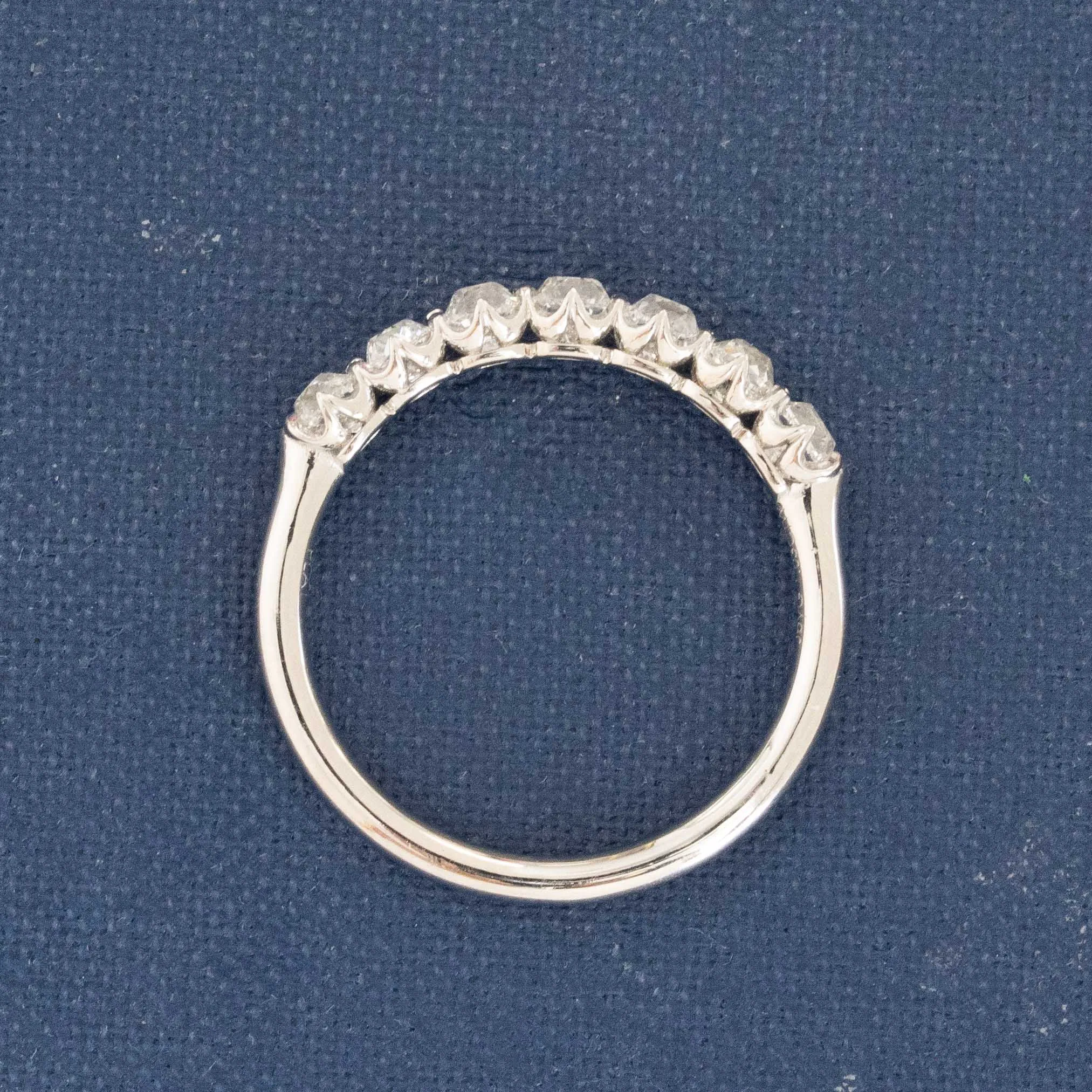 .95ctw Old Mine Cut Diamond 7-Stone Half-Hoop Band