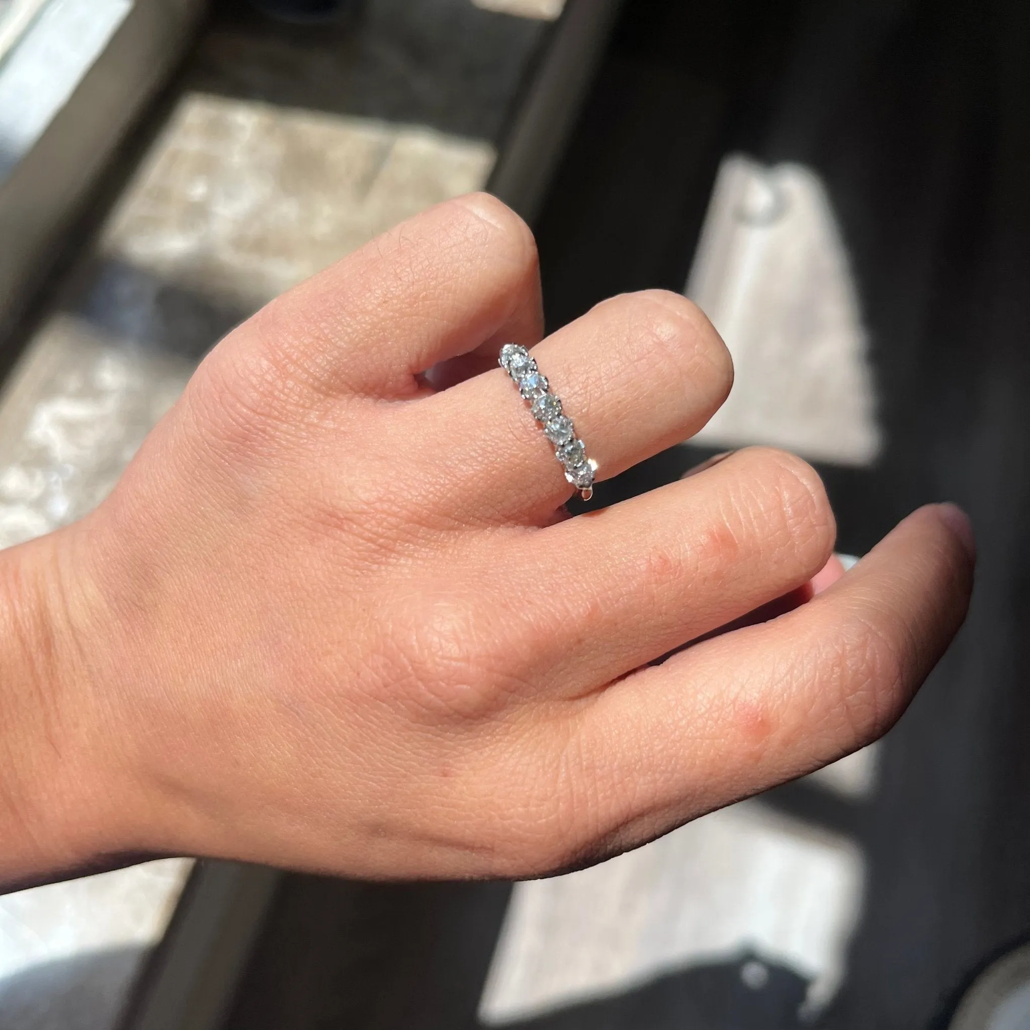.95ctw Old Mine Cut Diamond 7-Stone Half-Hoop Band