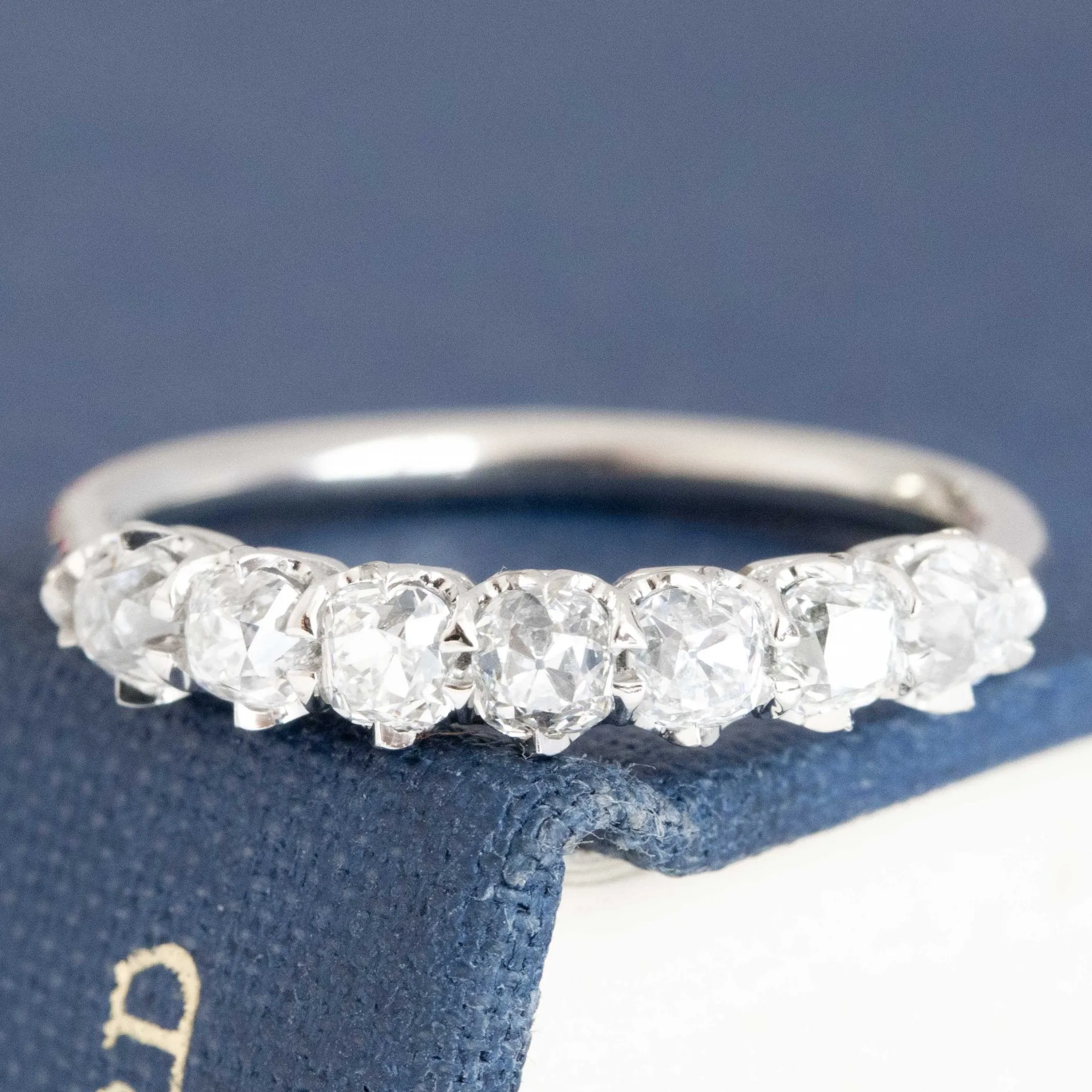 .95ctw Old Mine Cut Diamond 7-Stone Half-Hoop Band