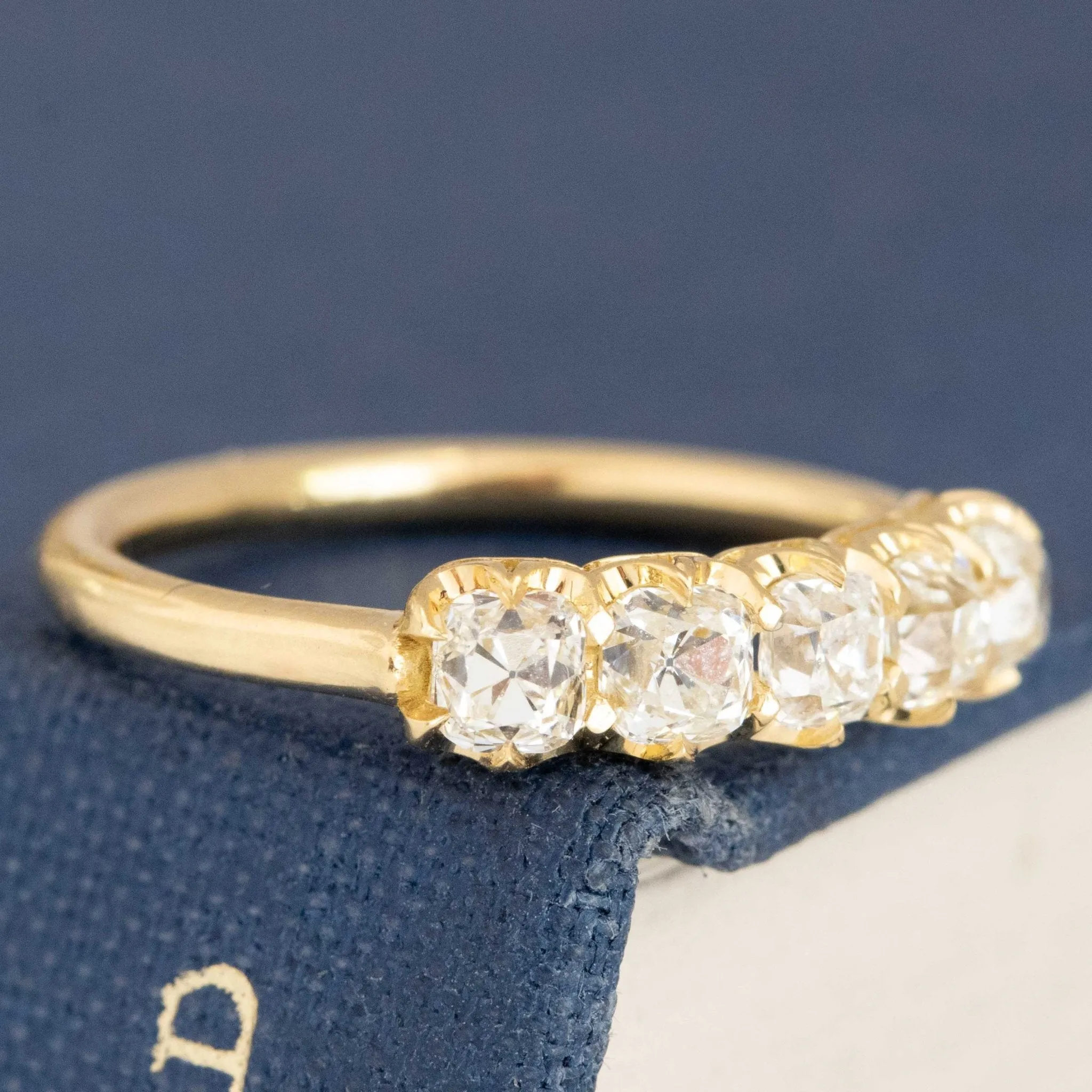 .95ctw Petite Old Mine Cut Diamond 5-Stone Band
