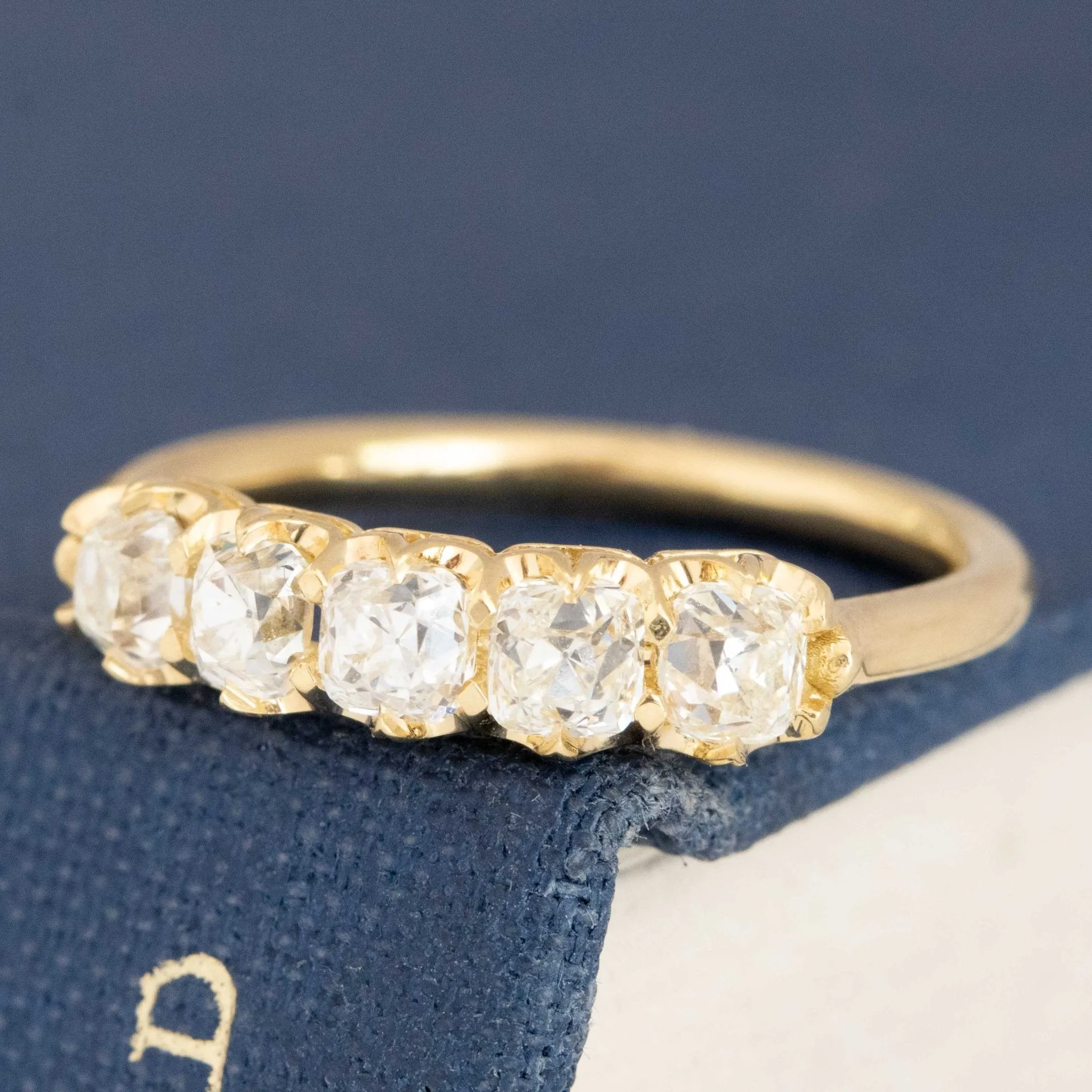 .95ctw Petite Old Mine Cut Diamond 5-Stone Band