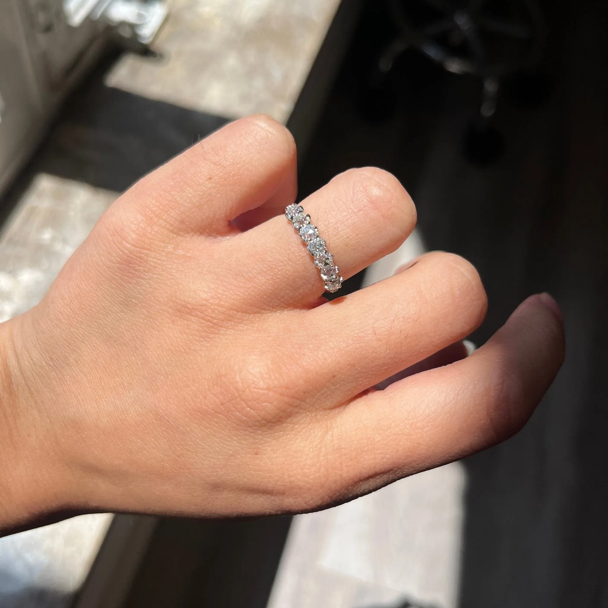 .96ctw Old Mine Cut Diamond 7-Stone Band