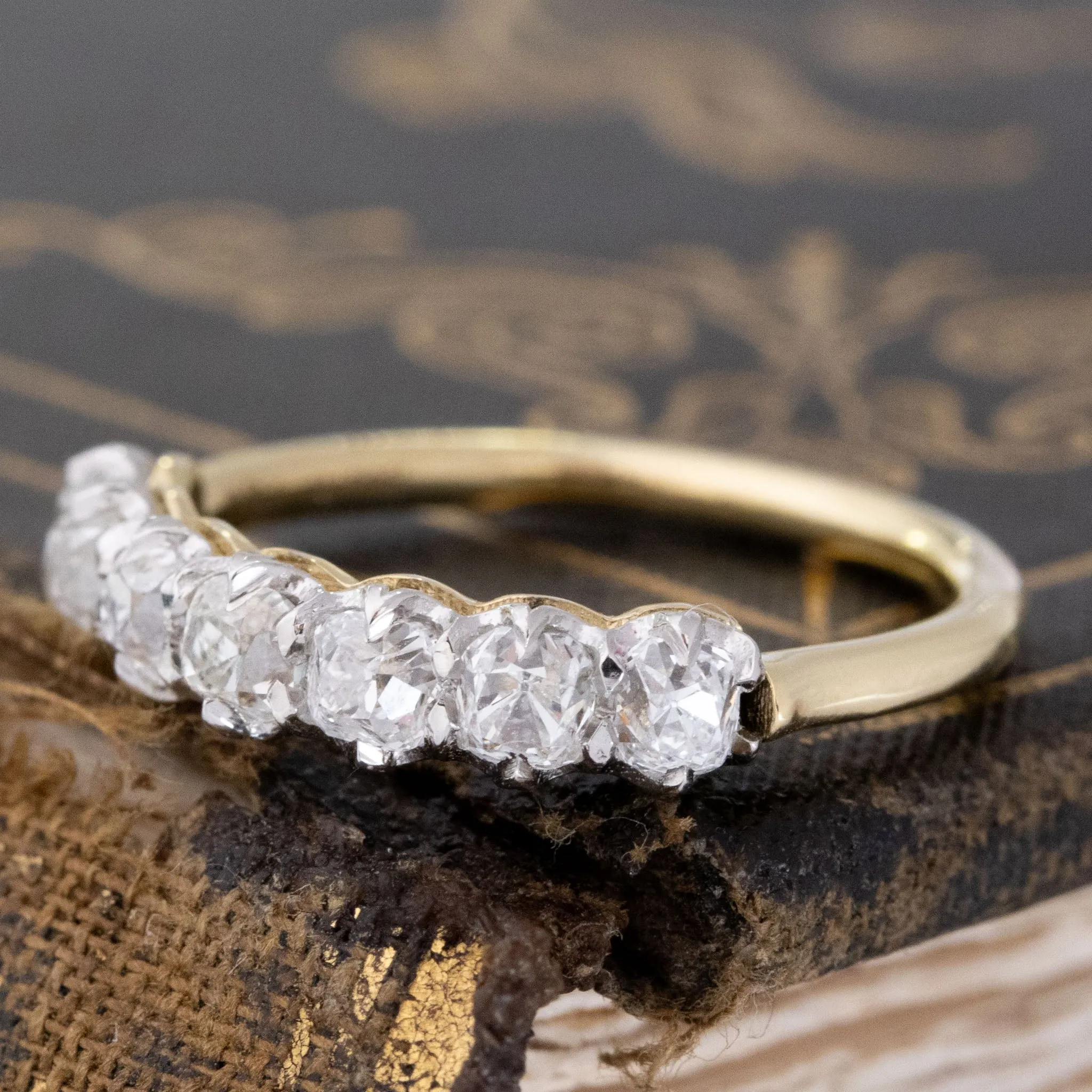 .98ctw Old Mine Cut Diamond 7-Stone Band