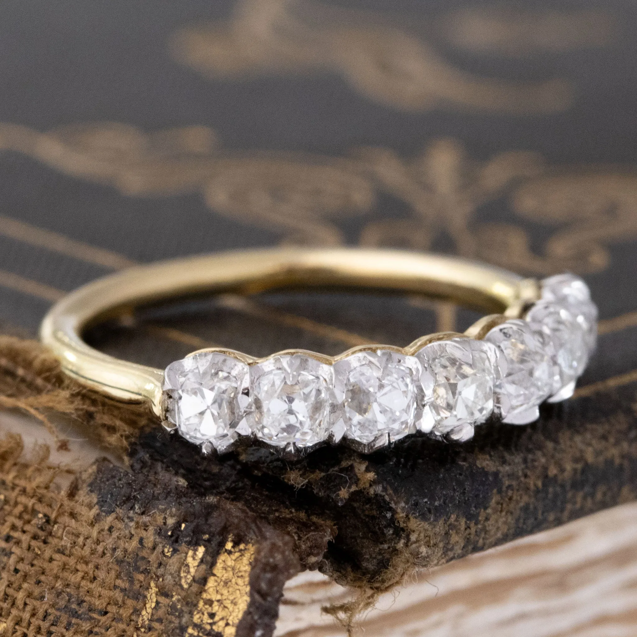 .98ctw Old Mine Cut Diamond 7-Stone Band