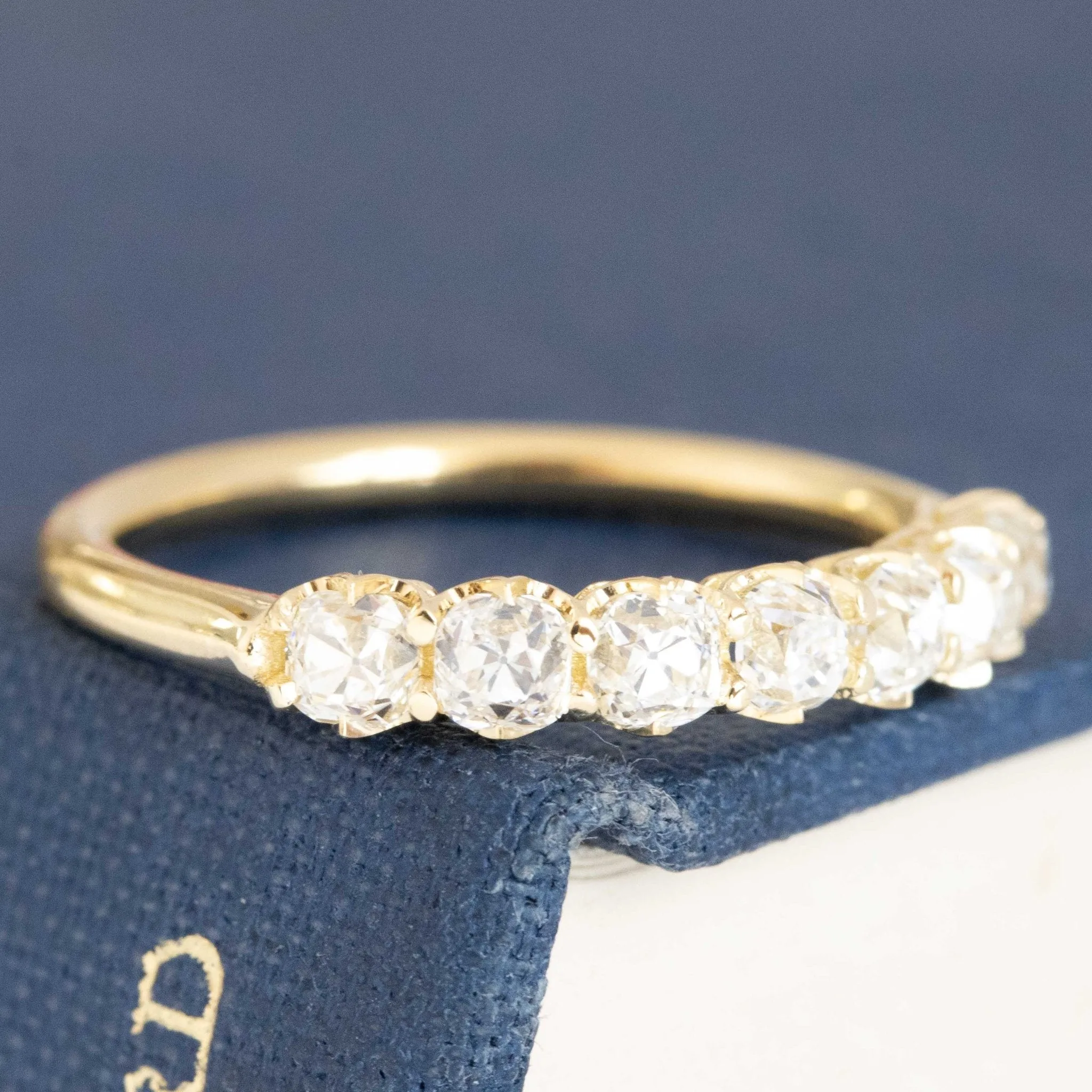 .99ctw Old Mine Cut Diamond 7-Stone Half-Hoop Band