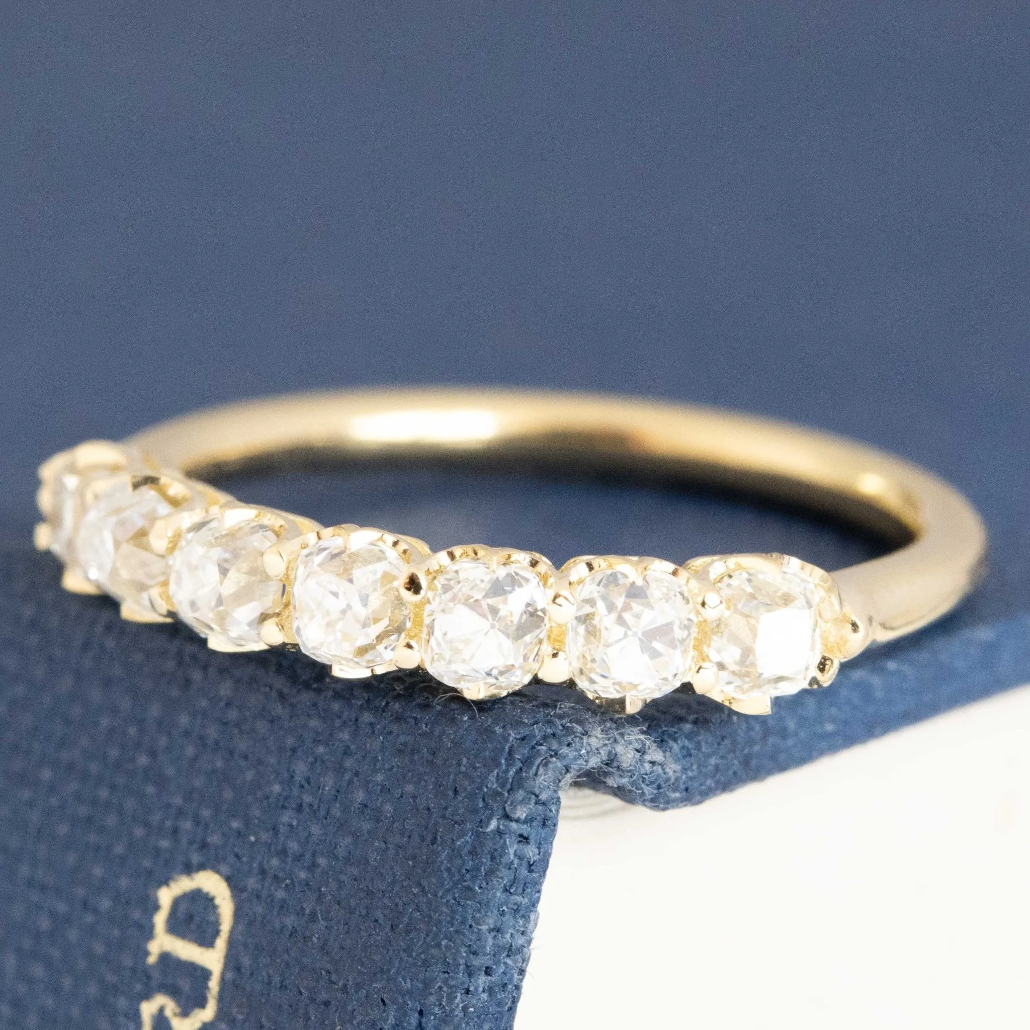 .99ctw Old Mine Cut Diamond 7-Stone Half-Hoop Band