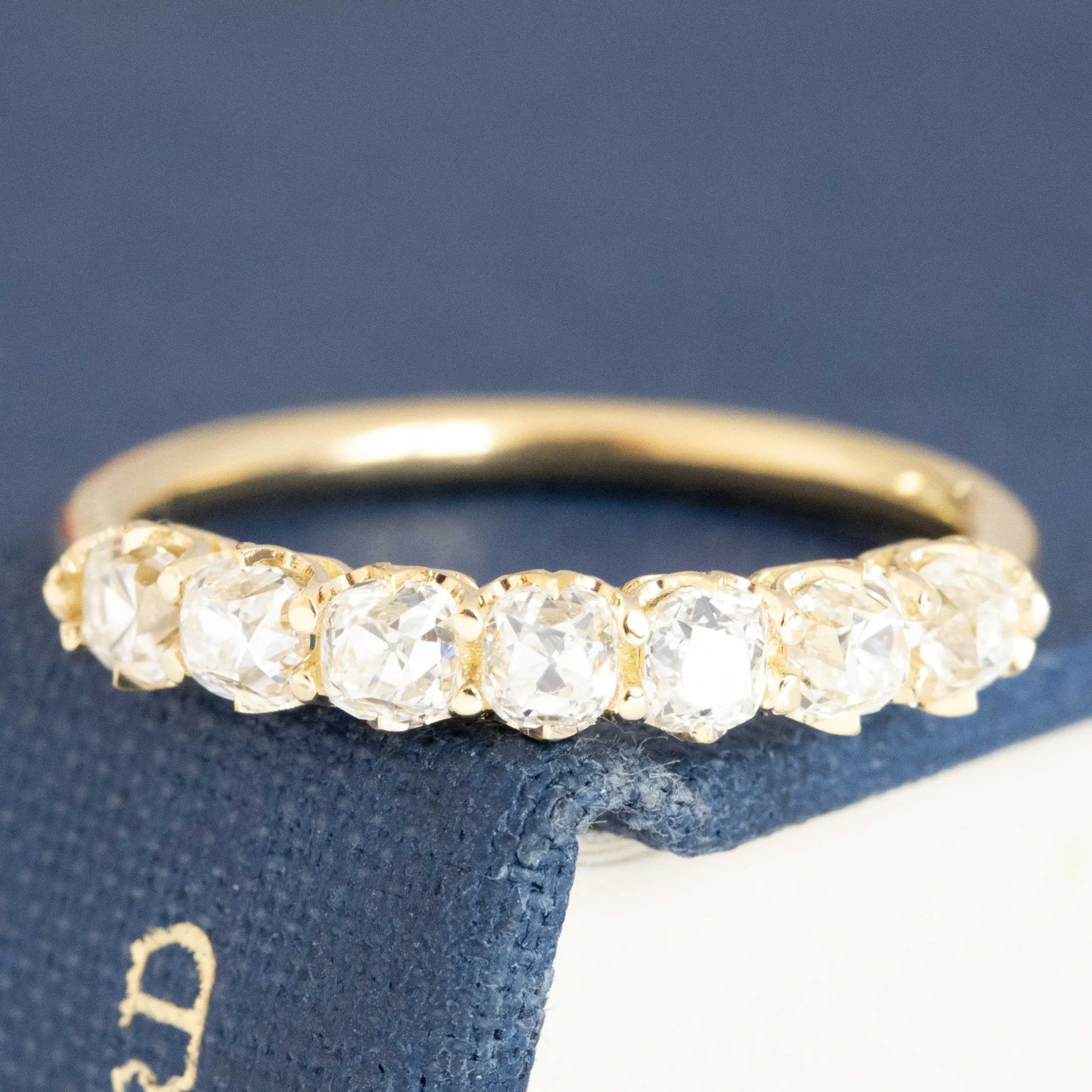 .99ctw Old Mine Cut Diamond 7-Stone Half-Hoop Band