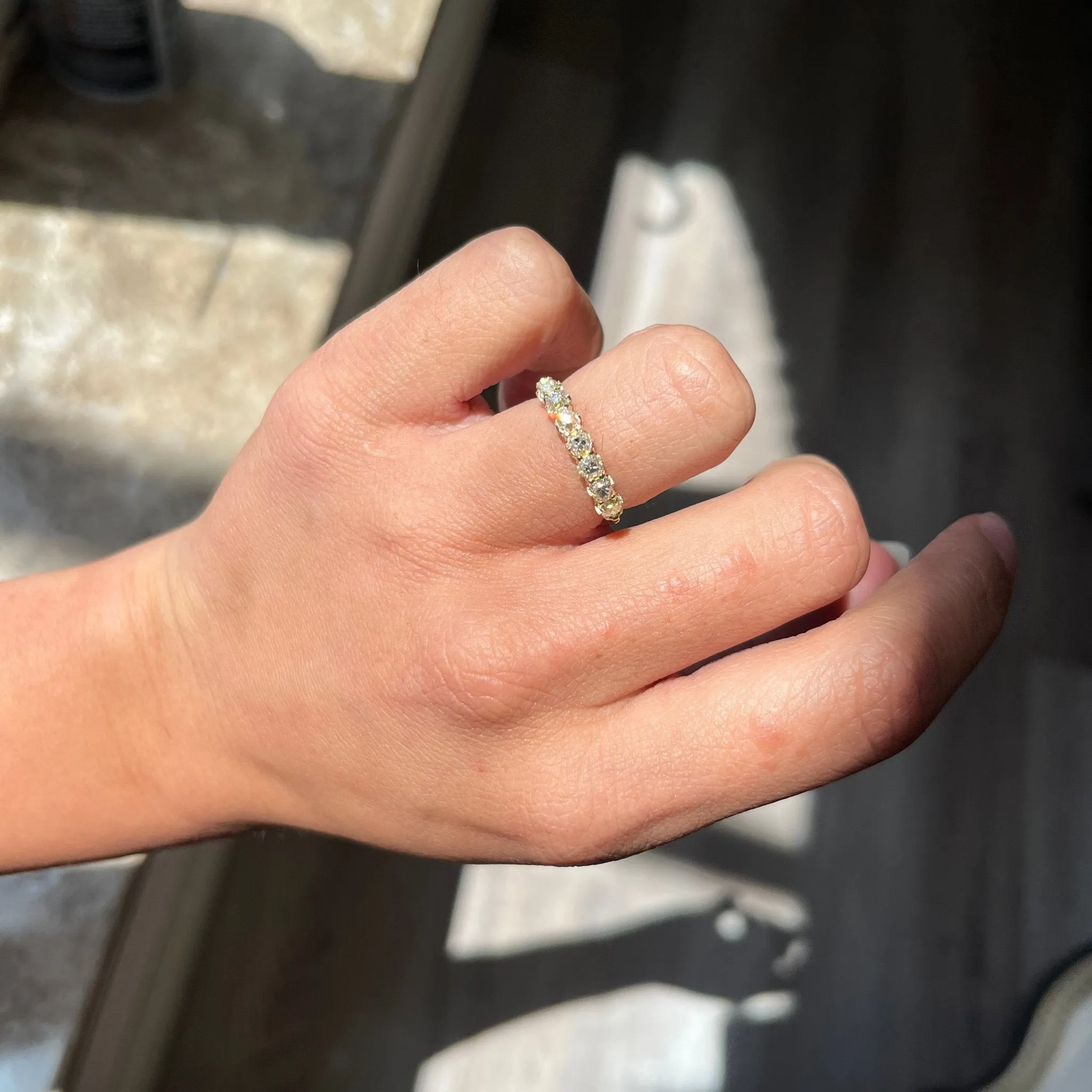 .99ctw Old Mine Cut Diamond 7-Stone Half-Hoop Band