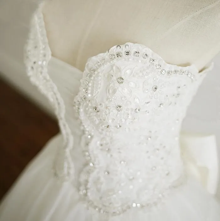 A-line White Ivory Elegant Weeding Dresses, Princess Summer Free Custom Bridal Gowns with Bow, WD0269