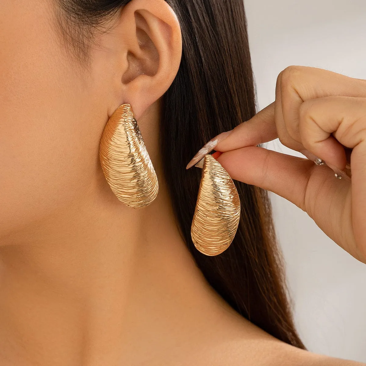 Abstract Chunky Textured Waterdrop Earrings