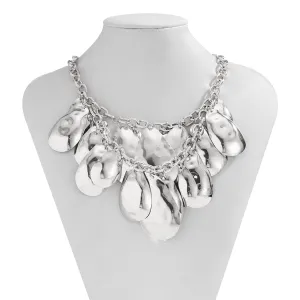Abstract Gold Silver Plated Chunky Waterdrop Tassel Necklace