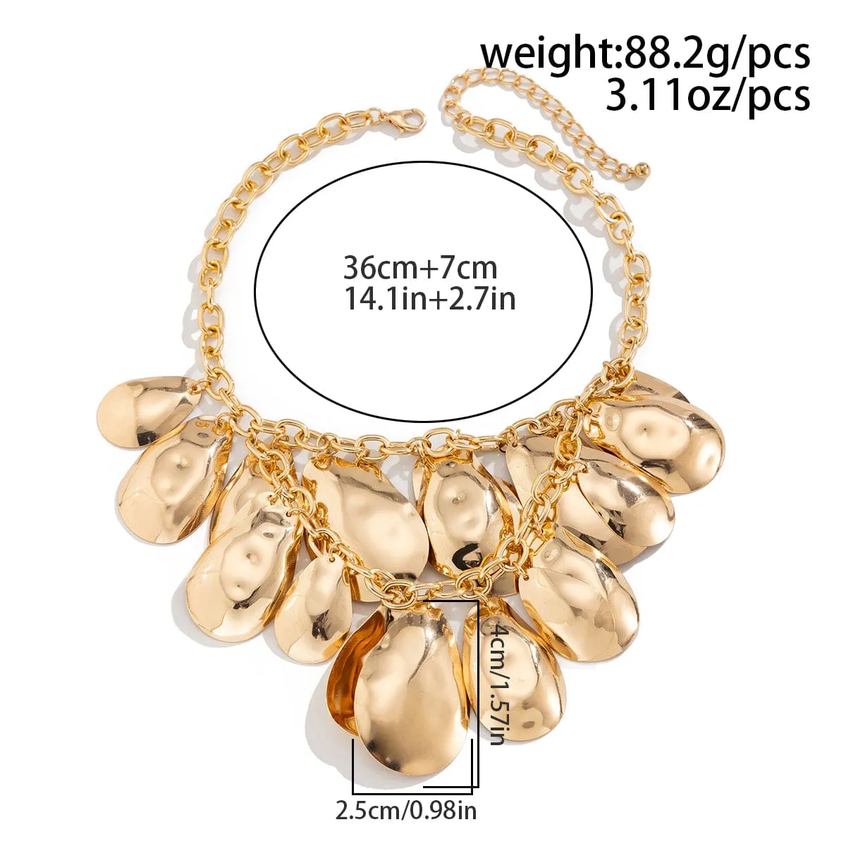 Abstract Gold Silver Plated Chunky Waterdrop Tassel Necklace