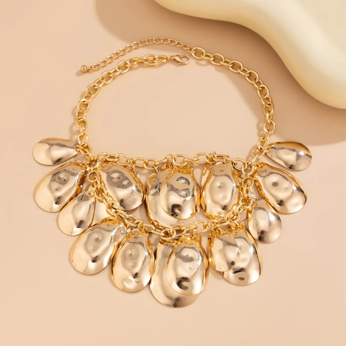 Abstract Gold Silver Plated Chunky Waterdrop Tassel Necklace