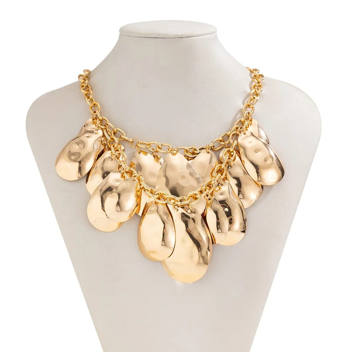 Abstract Gold Silver Plated Chunky Waterdrop Tassel Necklace