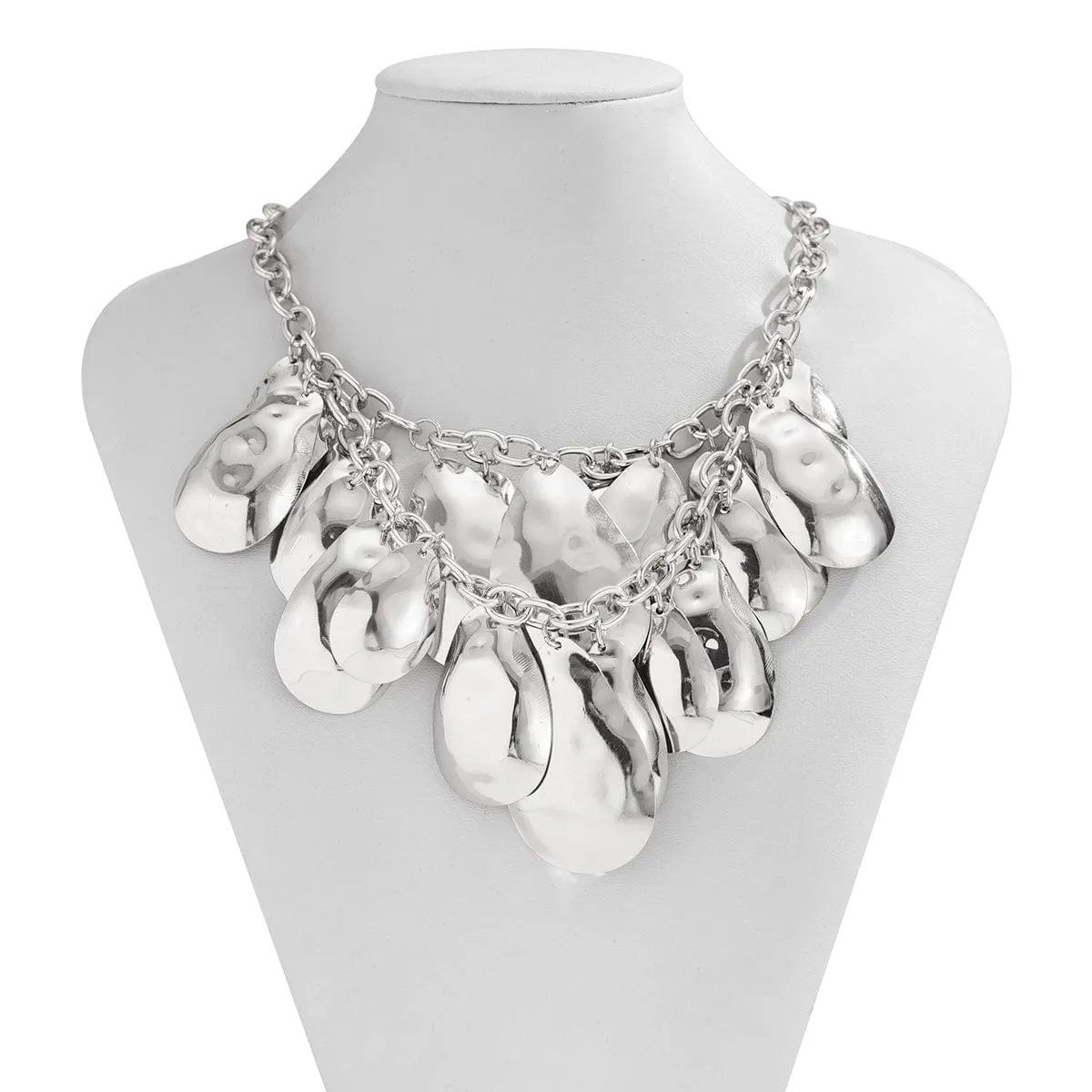 Abstract Gold Silver Plated Chunky Waterdrop Tassel Necklace