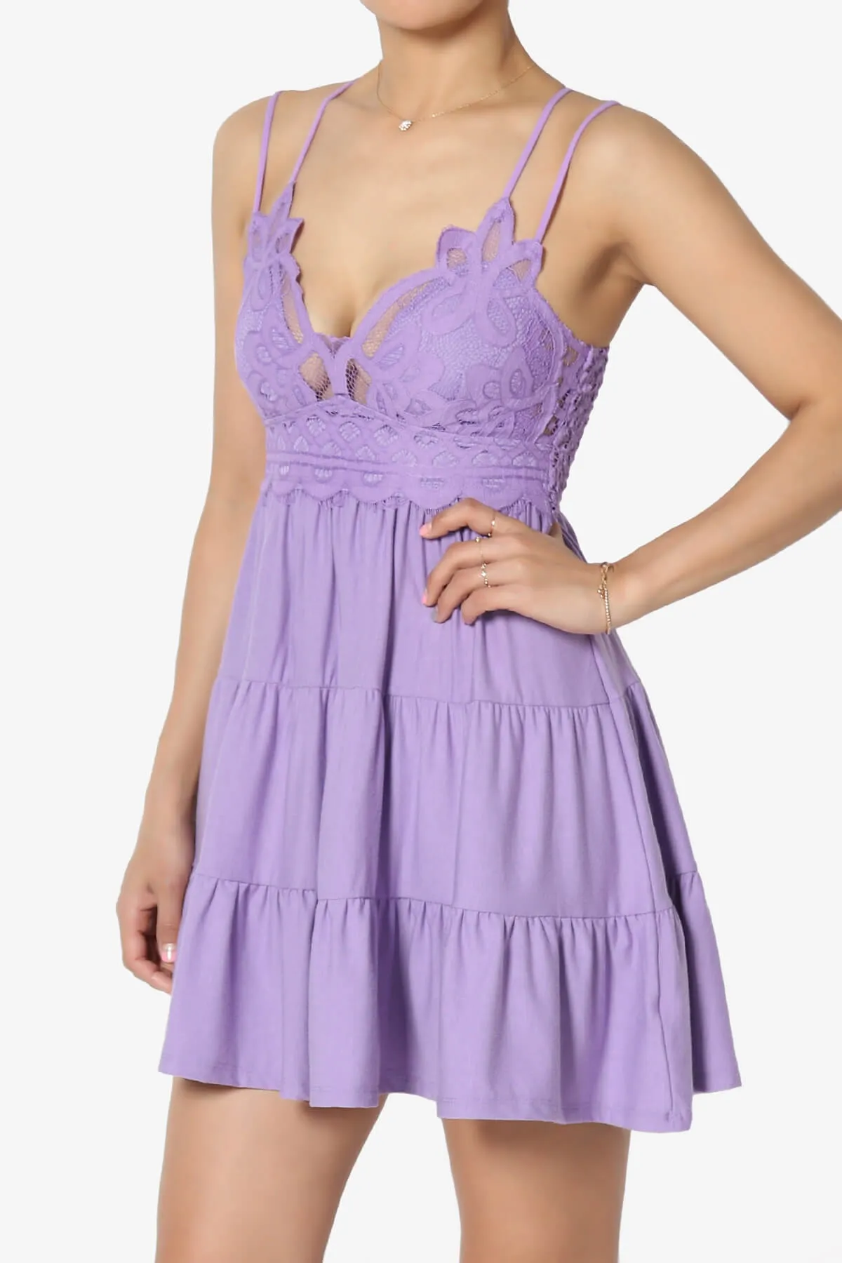 Adella Crochet Lace Tiered Cami Tunic PLUS