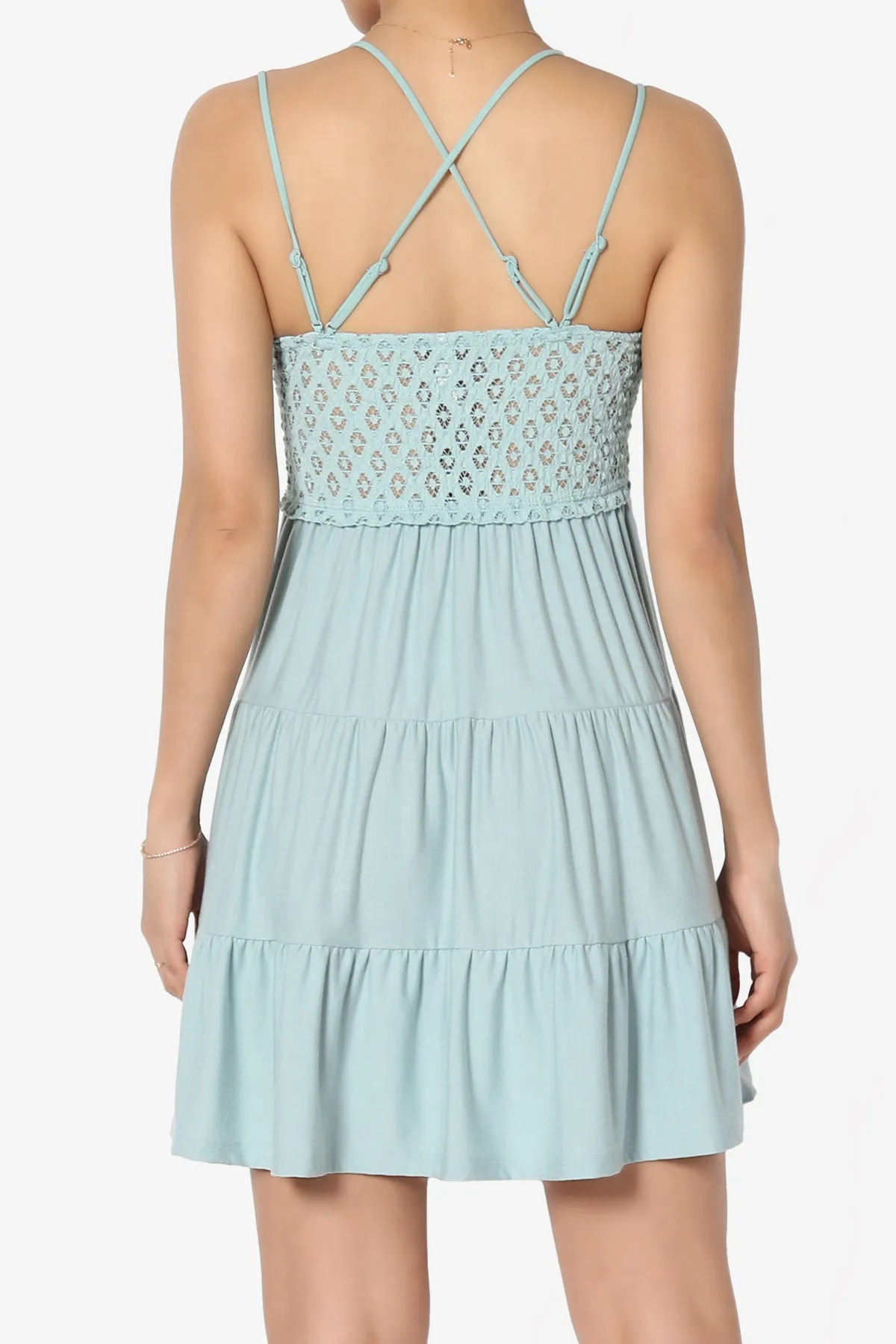 Adella Crochet Lace Tiered Cami Tunic PLUS