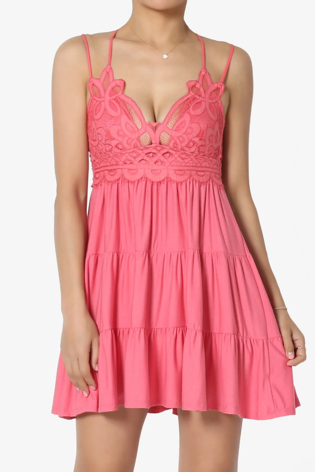 Adella Crochet Lace Tiered Cami Tunic PLUS