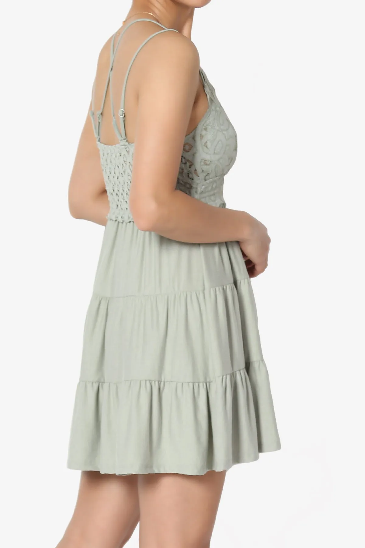 Adella Crochet Lace Tiered Cami Tunic PLUS