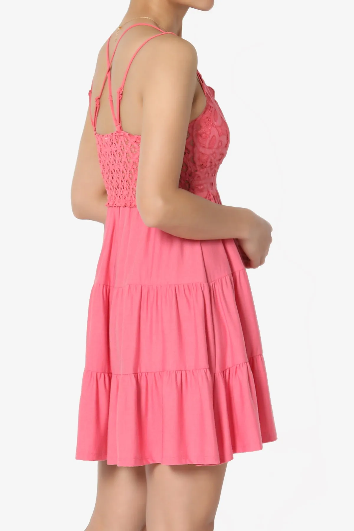 Adella Crochet Lace Tiered Cami Tunic PLUS